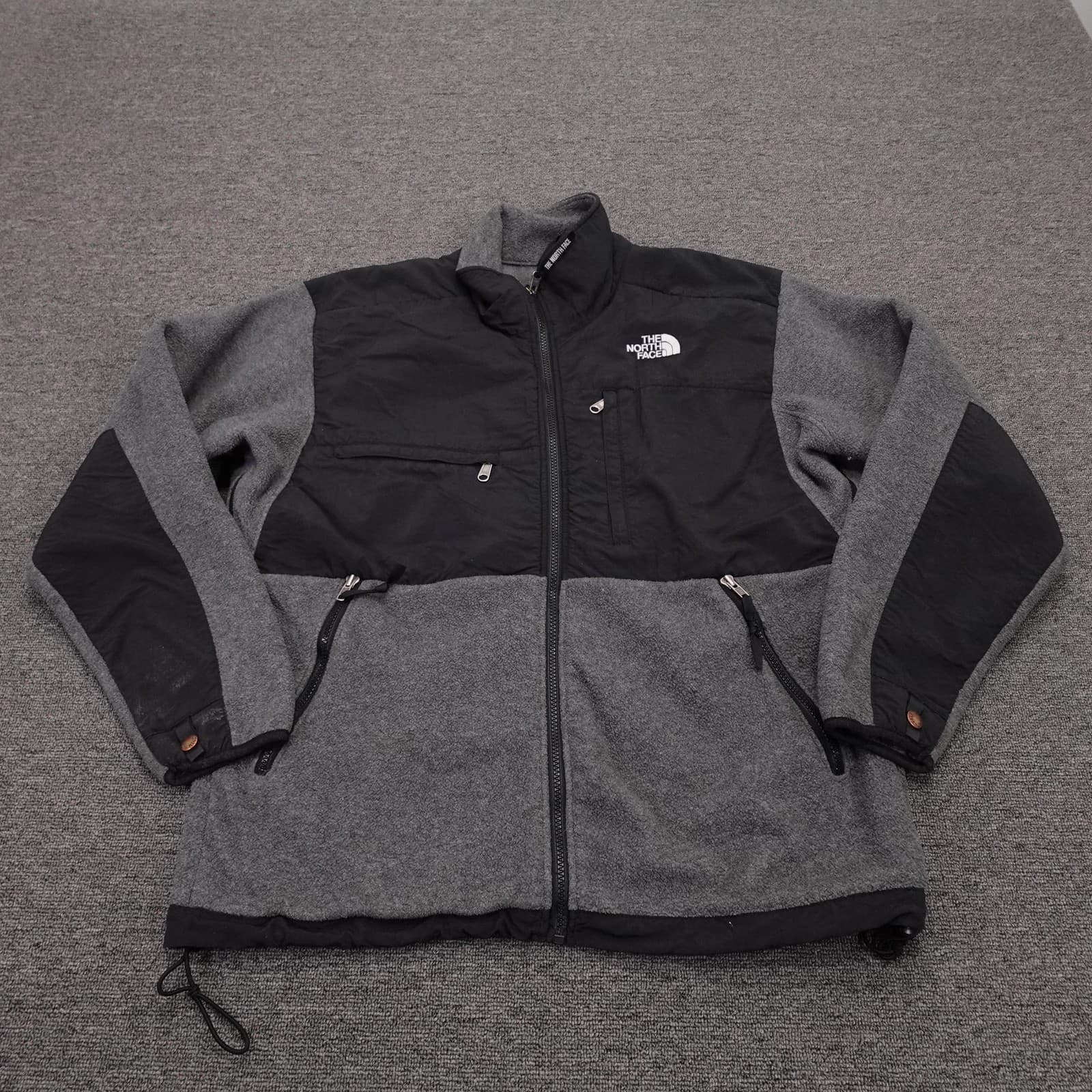 The North Face Jacket Mens Large Gray Black Denali Fleece Full Zip Pockets