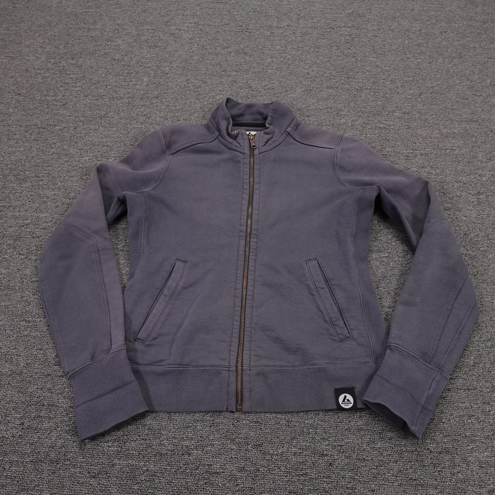 American Giant Jacket Womens Small Gray Fleece Full Zip Pockets Made USA