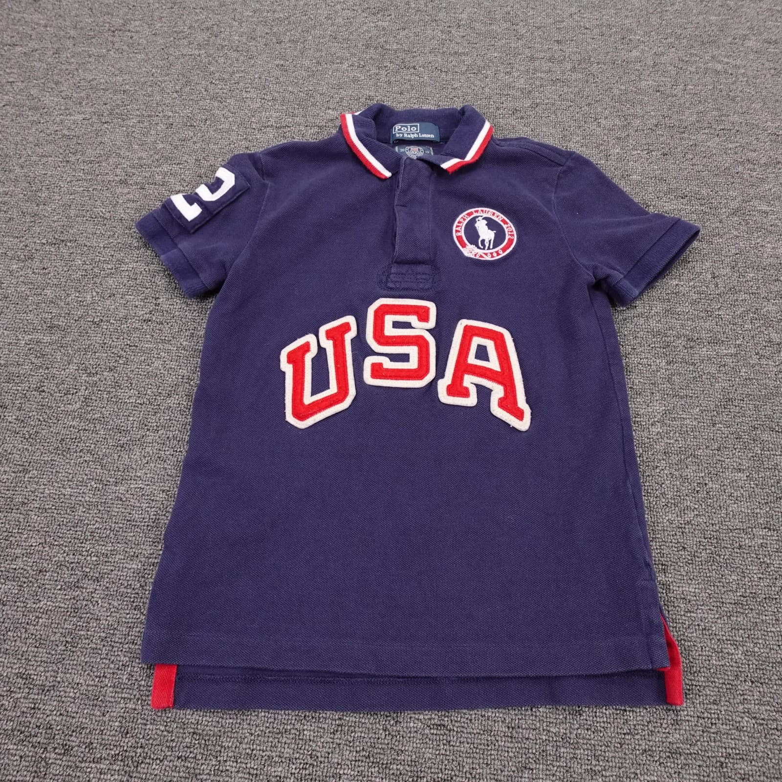 United States Olympic Team Shirt Boys 7 Blue London 2012 Polo Ralph Lauren USA