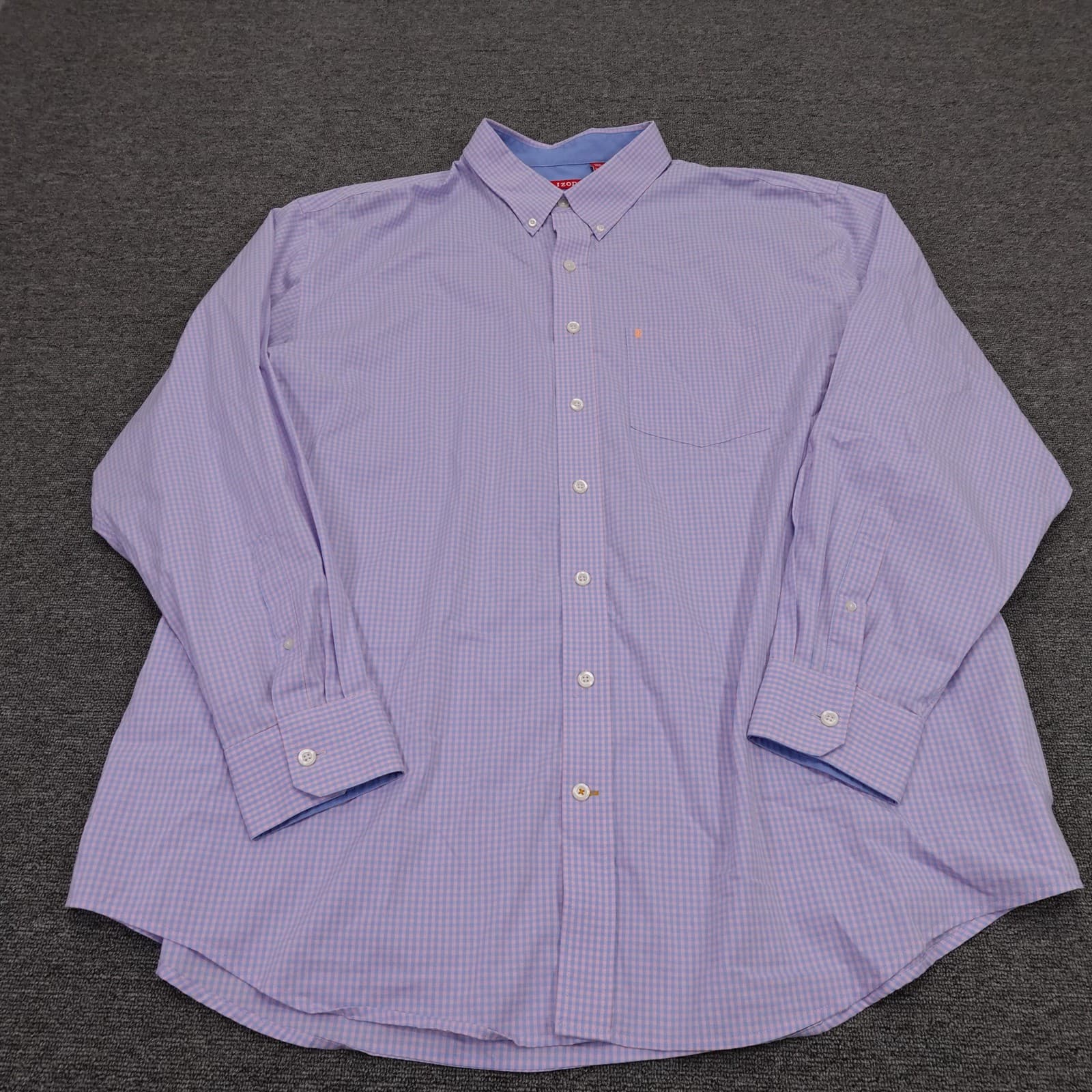 IZOD Shirt Mens 3XLT Purple Check Long Sleeve Button Up Stretch Cotton Casual