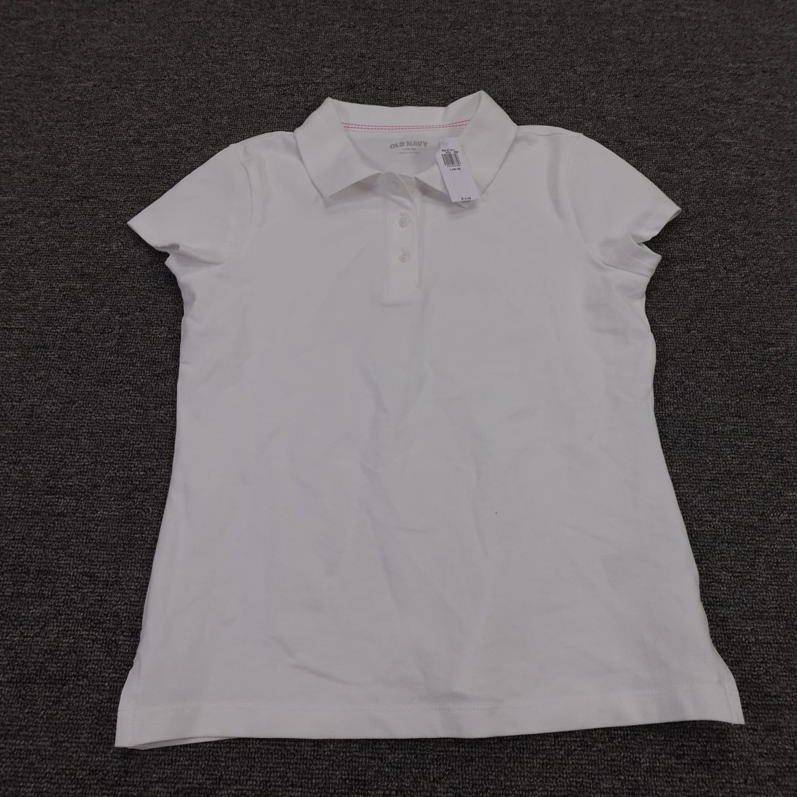 Old Navy Polo Shirt Girls L 10-12 White Short Sleeve Tagless School Uniform