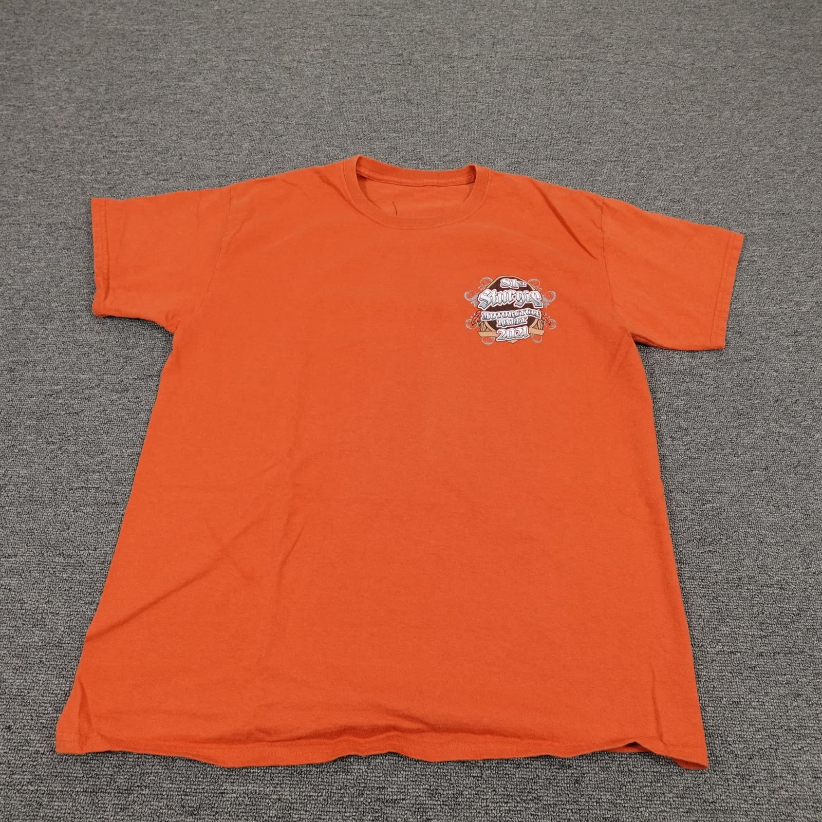 Sturgis Shirt Mens Large Orange 2021 Motorcycle Rally Mount Rushmore Graphic Tee