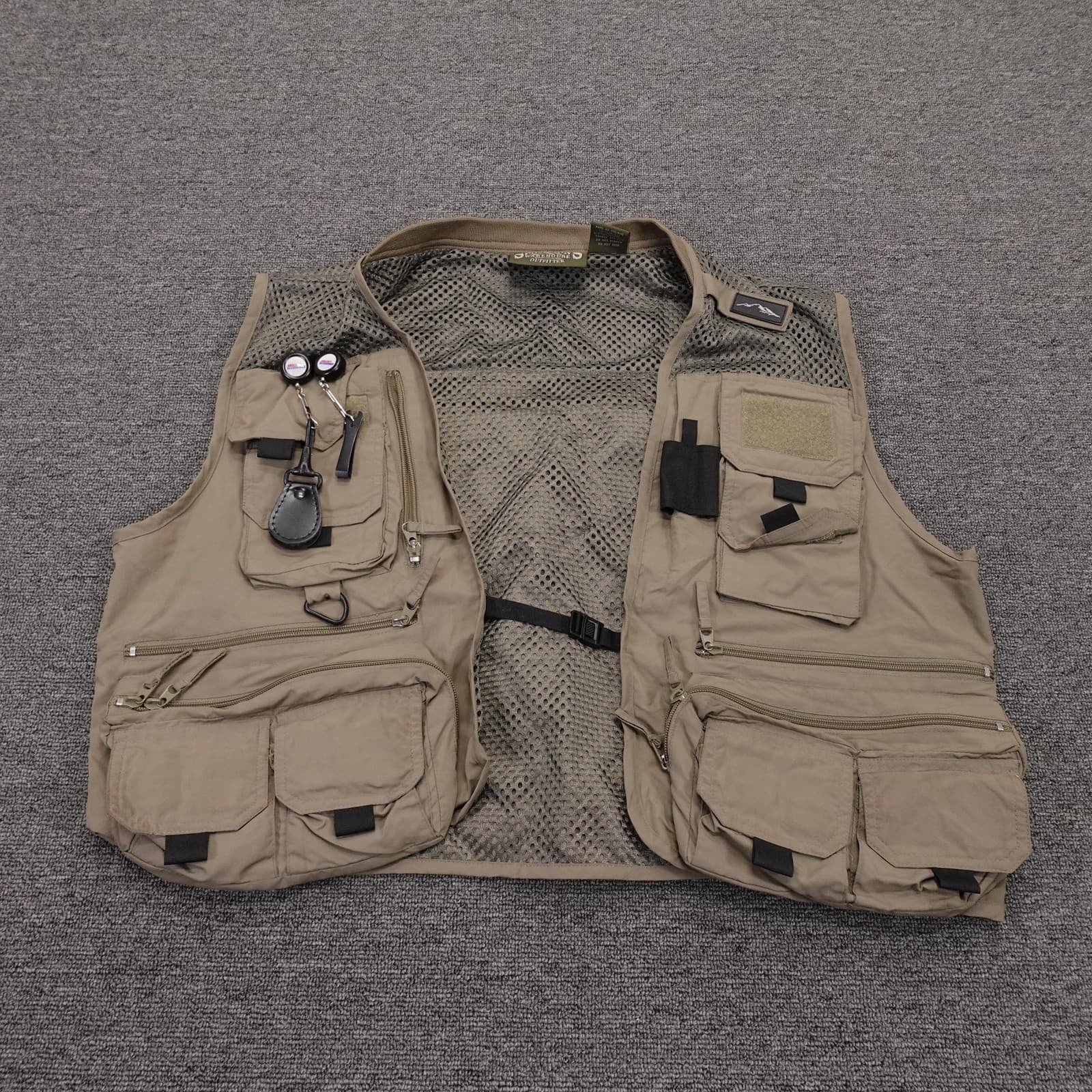 Sportsman's Warehouse Vest Mens Large Beige Nylon Mesh Fishing Utility HSW4051