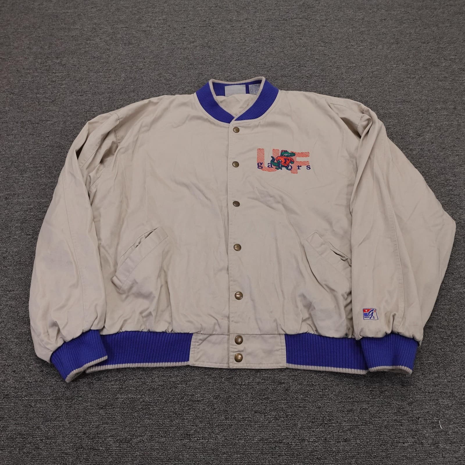 Vintage Florida Gators Jacket Mens XL Beige NCAA Football The Game UF 90s