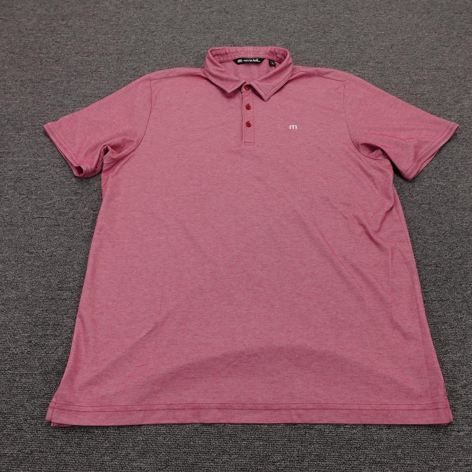 Travis Mathew Polo Shirt Mens Large Pink Heather Pima Cotton Jersey Golf Top