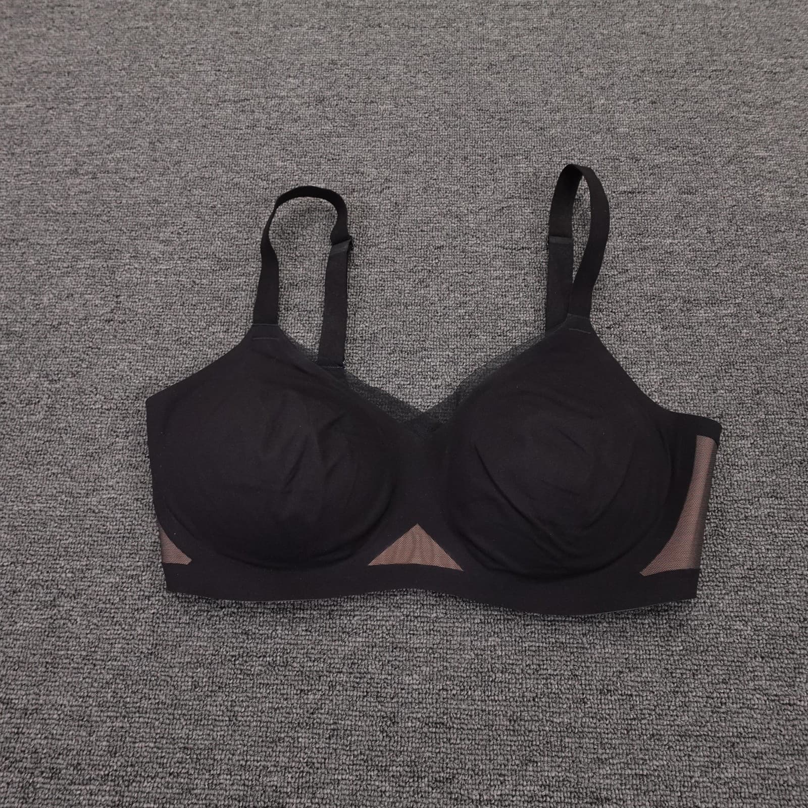 Honeylove Bra Womens S+ Black Wireless T-Shirt Bra Mesh Adjustable Molded