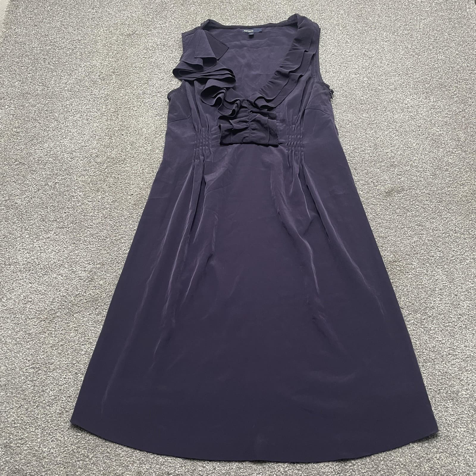 Gap Maternity Dress Women Small Purple Ruffle V-Neck Sleeveless Empire Waist