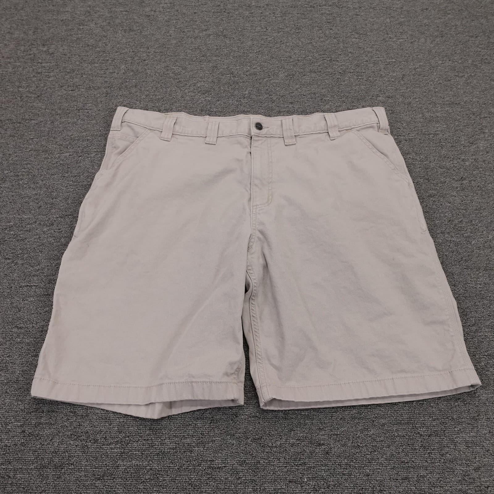 Carhartt Cargo Shorts Mens 44 Beige Canvas Relaxed Fit 11 Inseam Workwear Casual