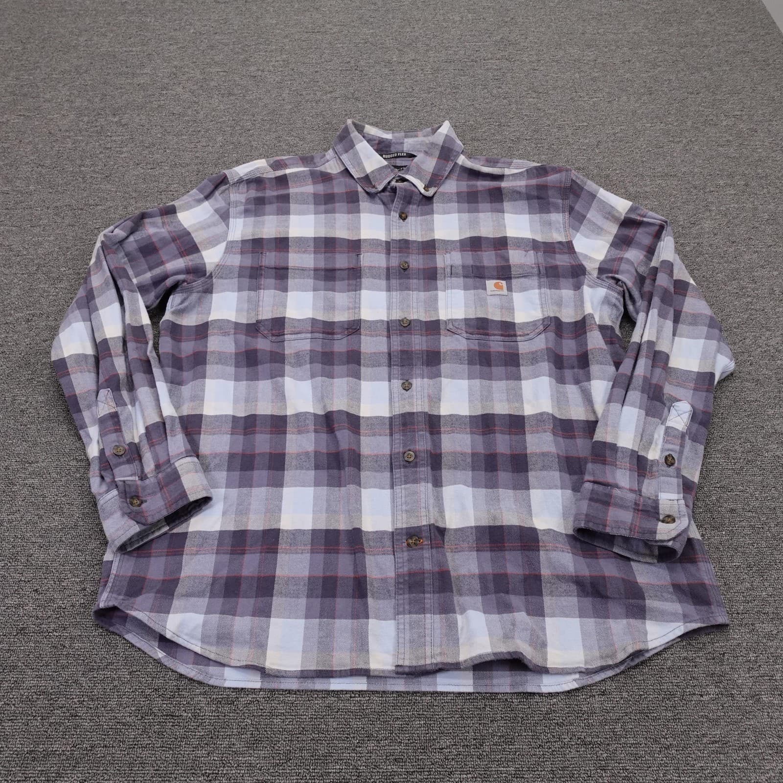 Carhartt Shirt Mens XL Gray Plaid Flannel Long Sleeve Button Up Relaxed Fit