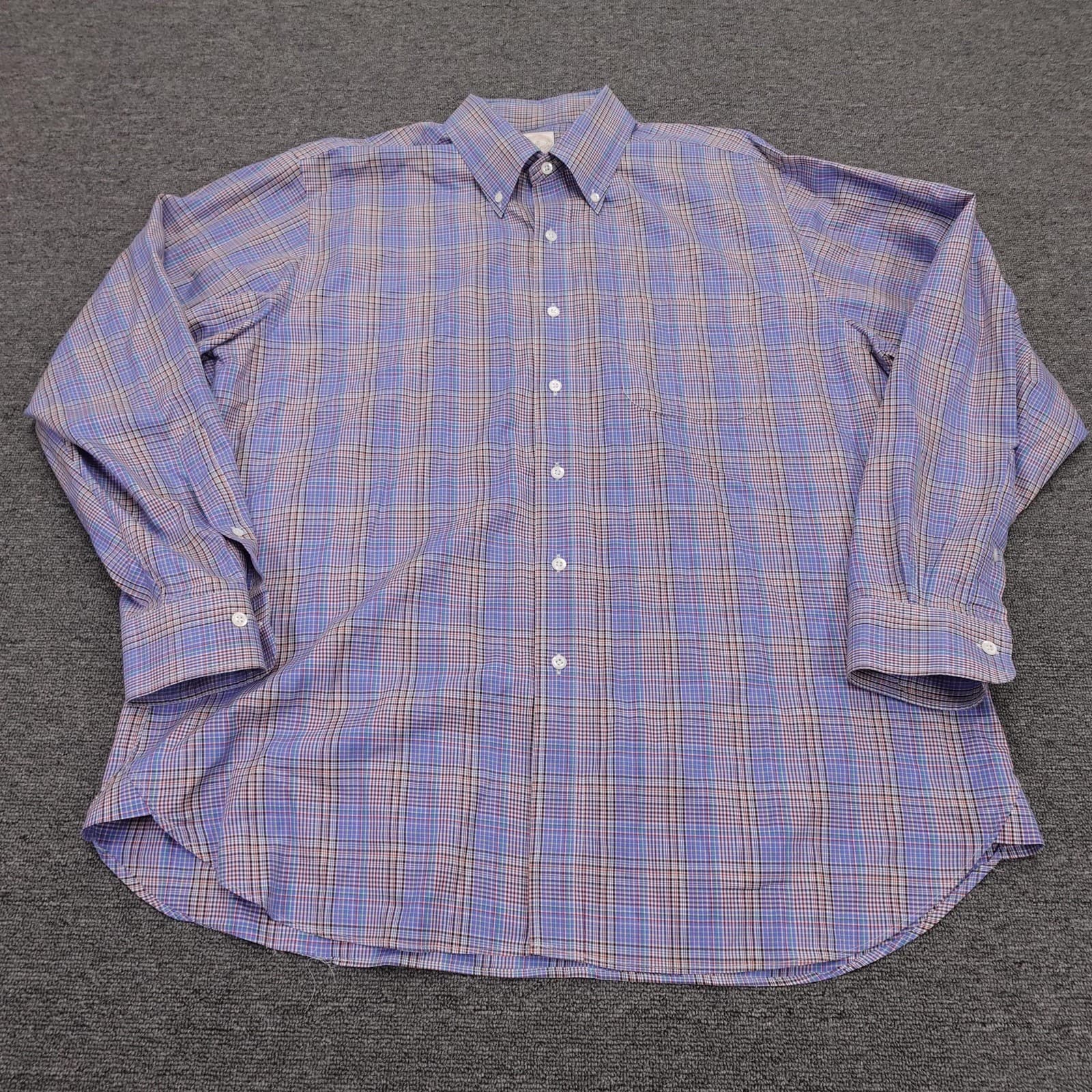 Brooks Brothers Shirt Mens XL Blue Check Long Sleeve Button Down Casual USA