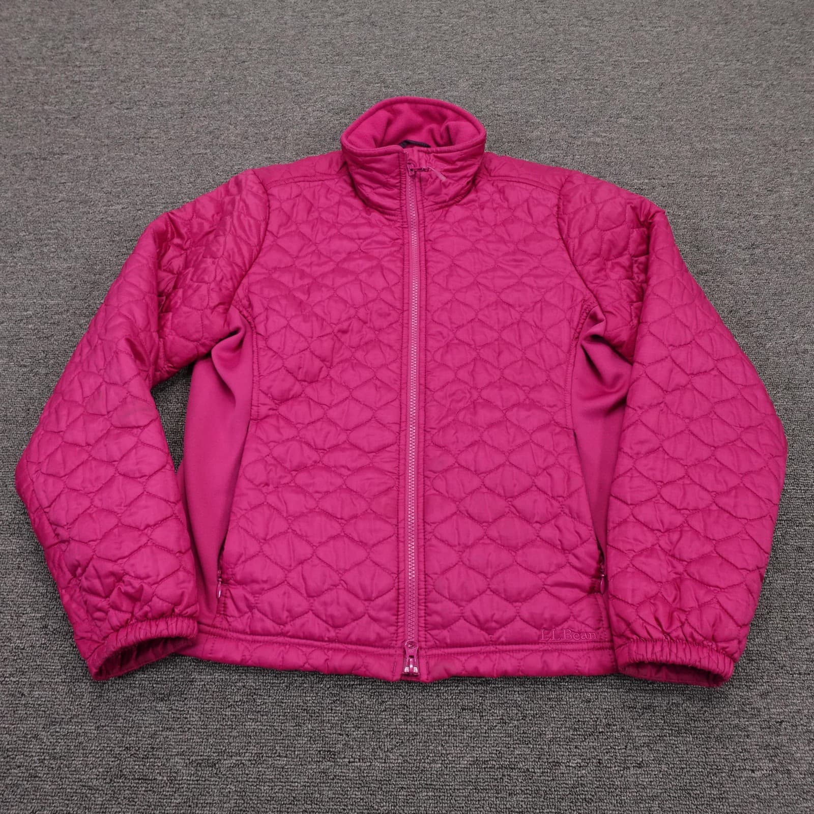 L.L. Bean Jacket Womens M Petite Pink Quilted Full Zip Short Warm Insulated