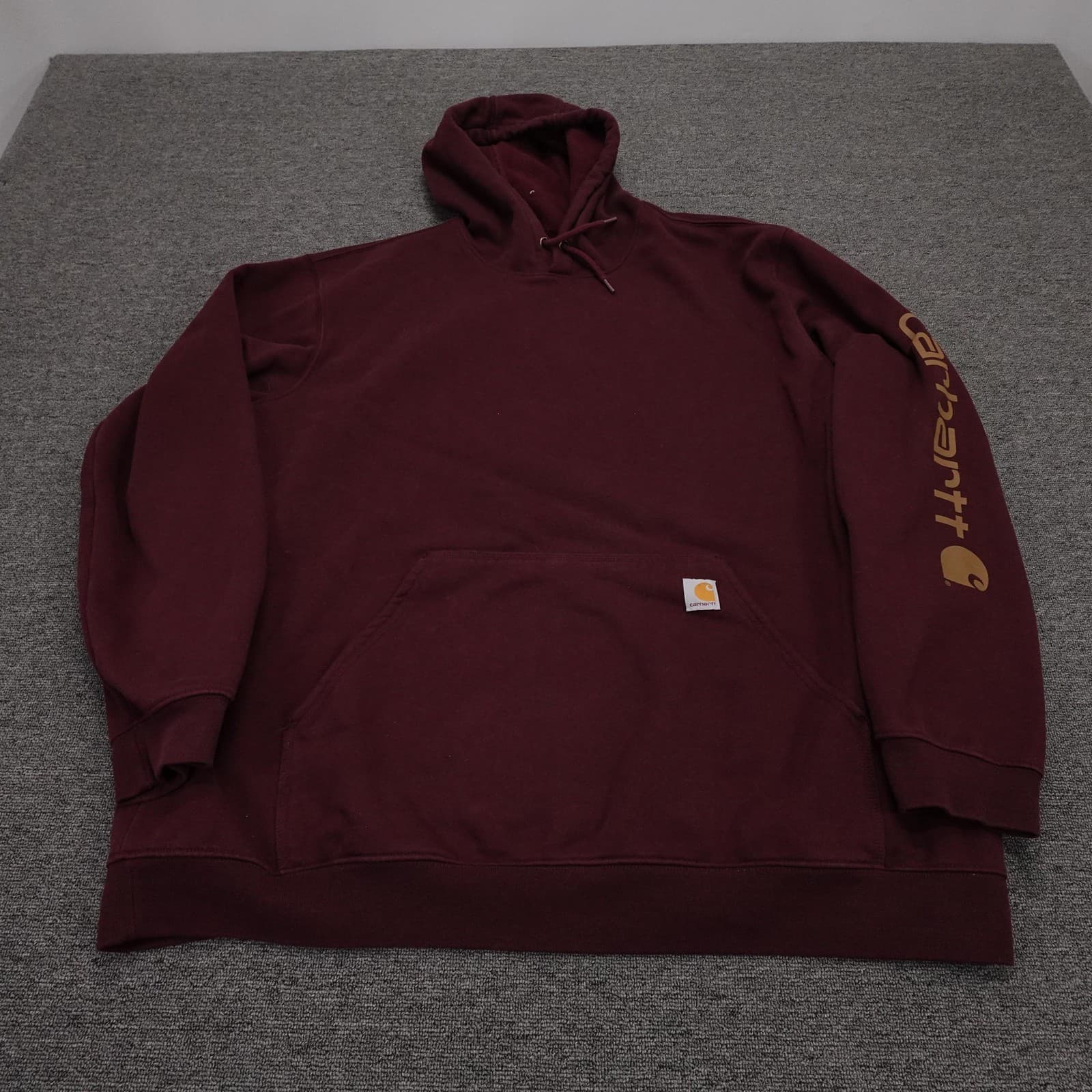 Carhartt Hoodie Mens 3XLT Red Loose Fit Pullover Sleeve Logo Fleece K288