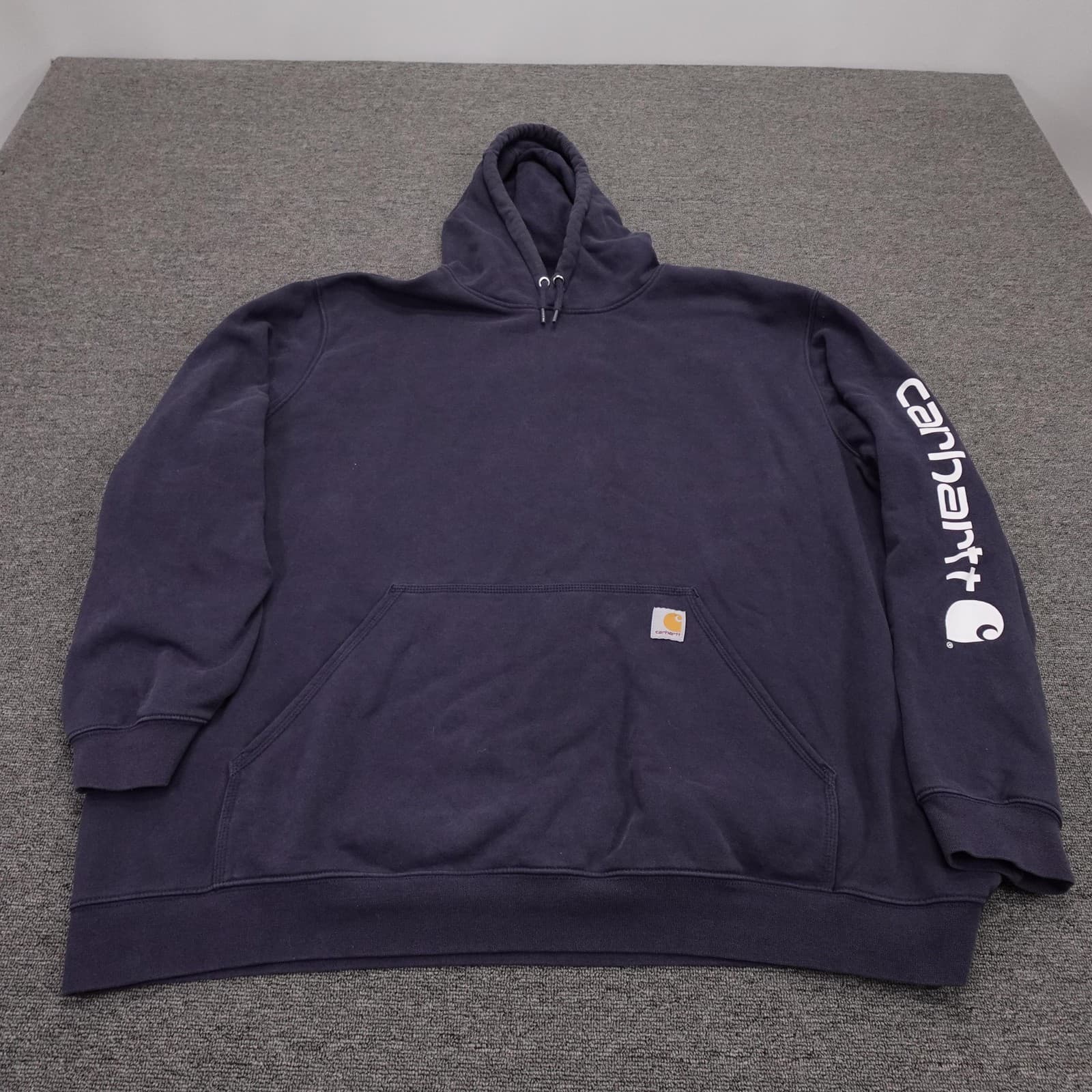 Carhartt Hoodie Mens 3XLT Blue Loose Fit Sleeve Logo Midweight Fleece K288
