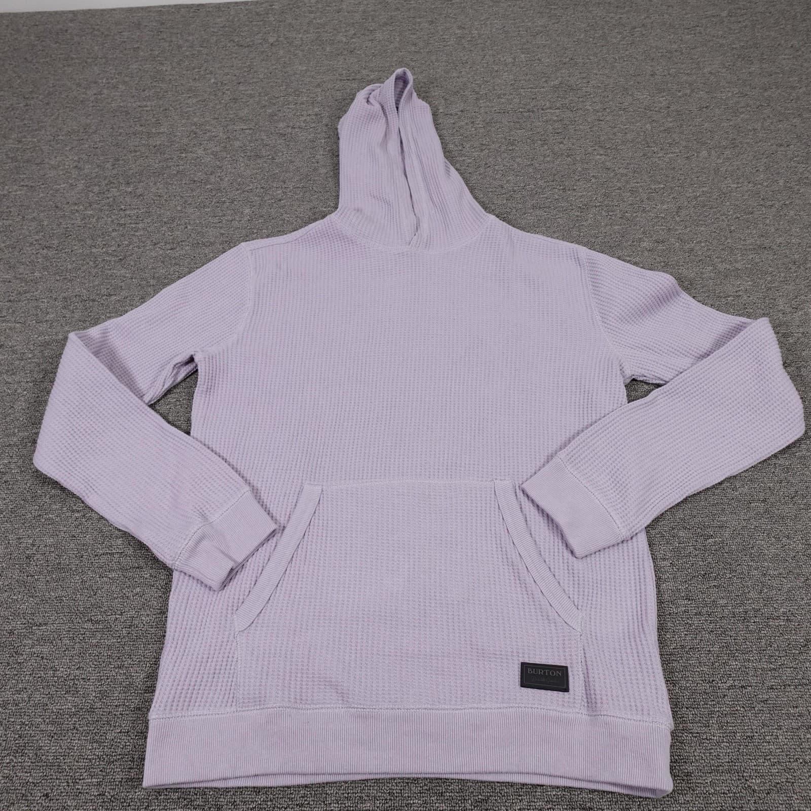Burton Hoodie Mens Small Purple Thermal Waffle Knit Pullover Kangaroo Pocket