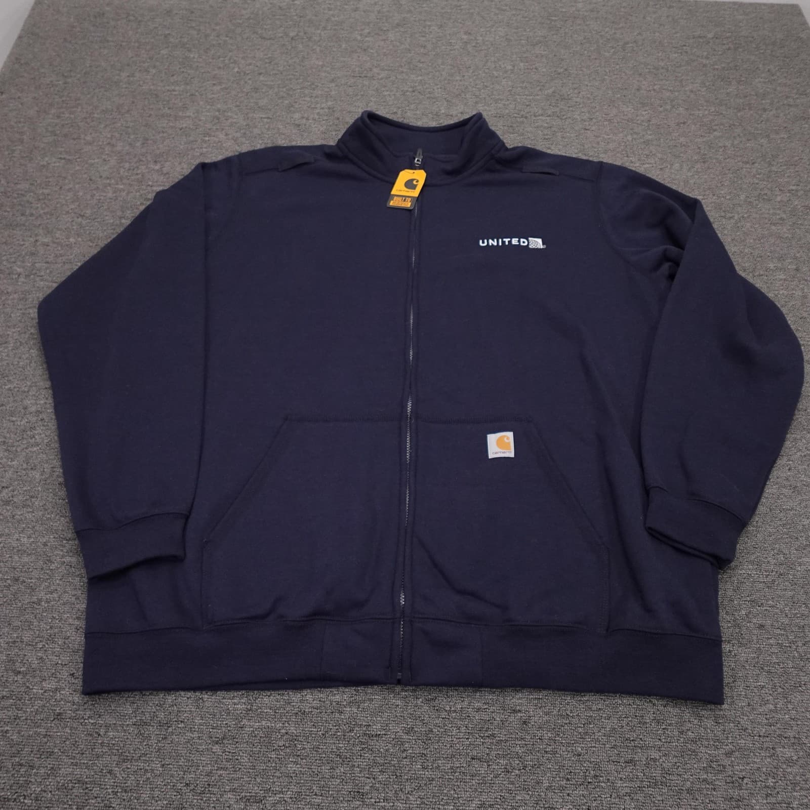 Carhartt Sweatshirt Mens 3XL Tall Blue Full Zip Fleece United Logo Workwear