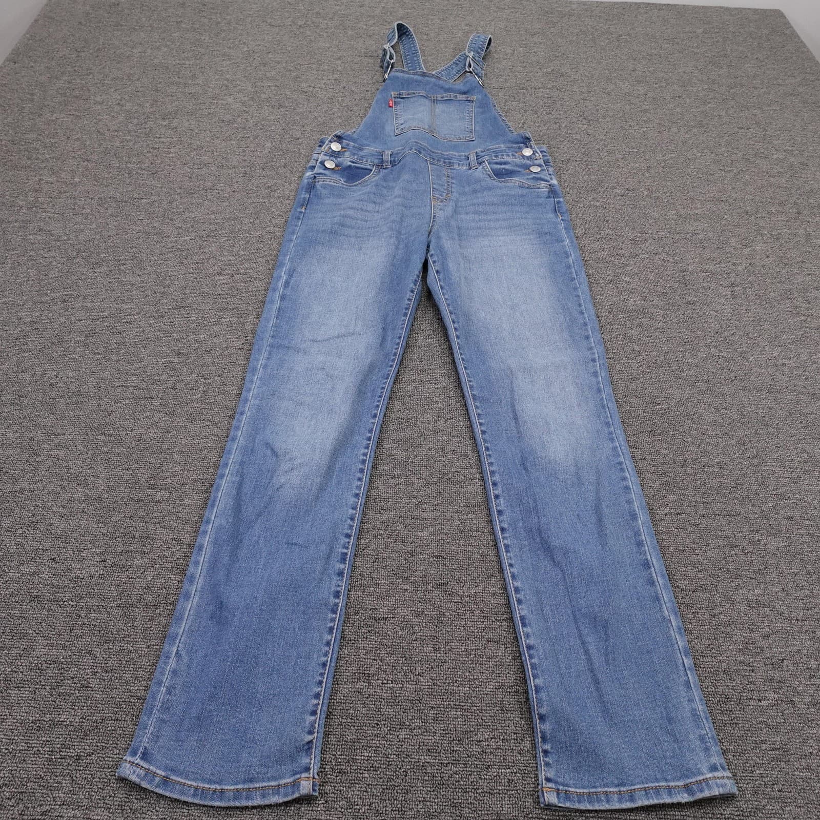 Levi's Bib Overalls Youth 14 Blue Denim Jeans Straight Leg Adjustable Straps
