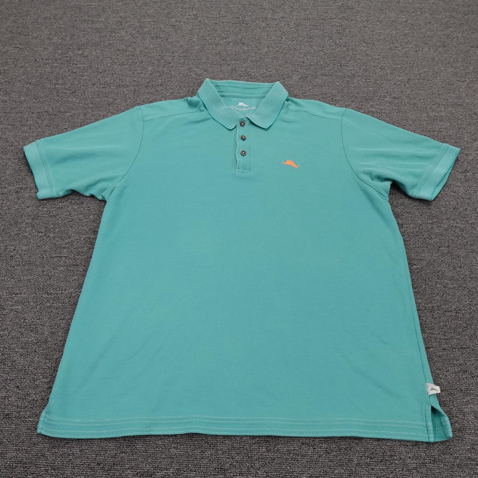Tommy Bahama Polo Shirt Mens Large Green Solid Knit Short Sleeve Casual Resort
