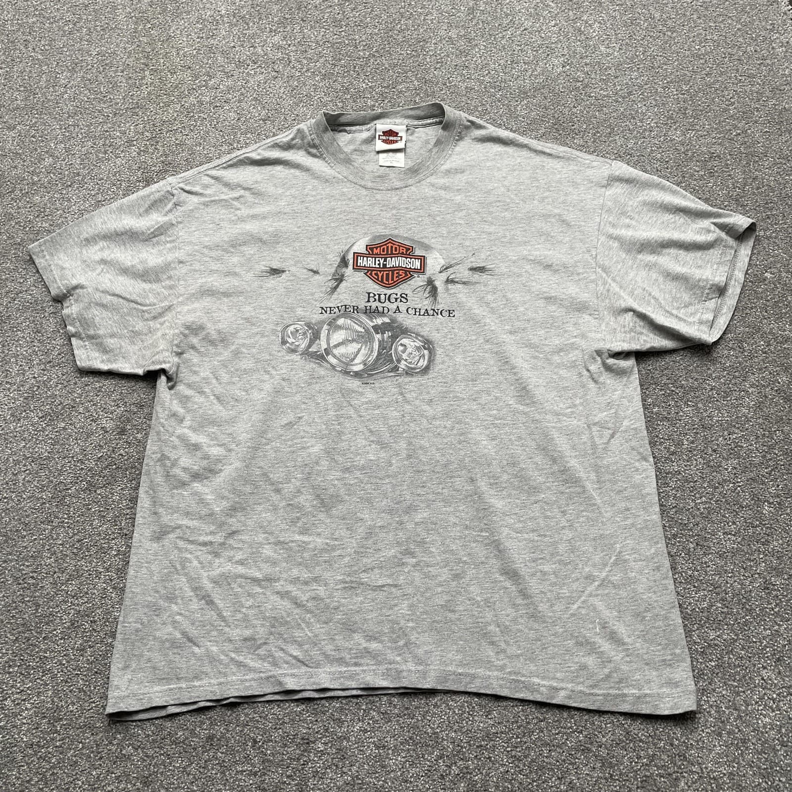 Vintage Harley Davidson Shirt Mens XL Bugs Never Had a Chance Motorcycle 2004