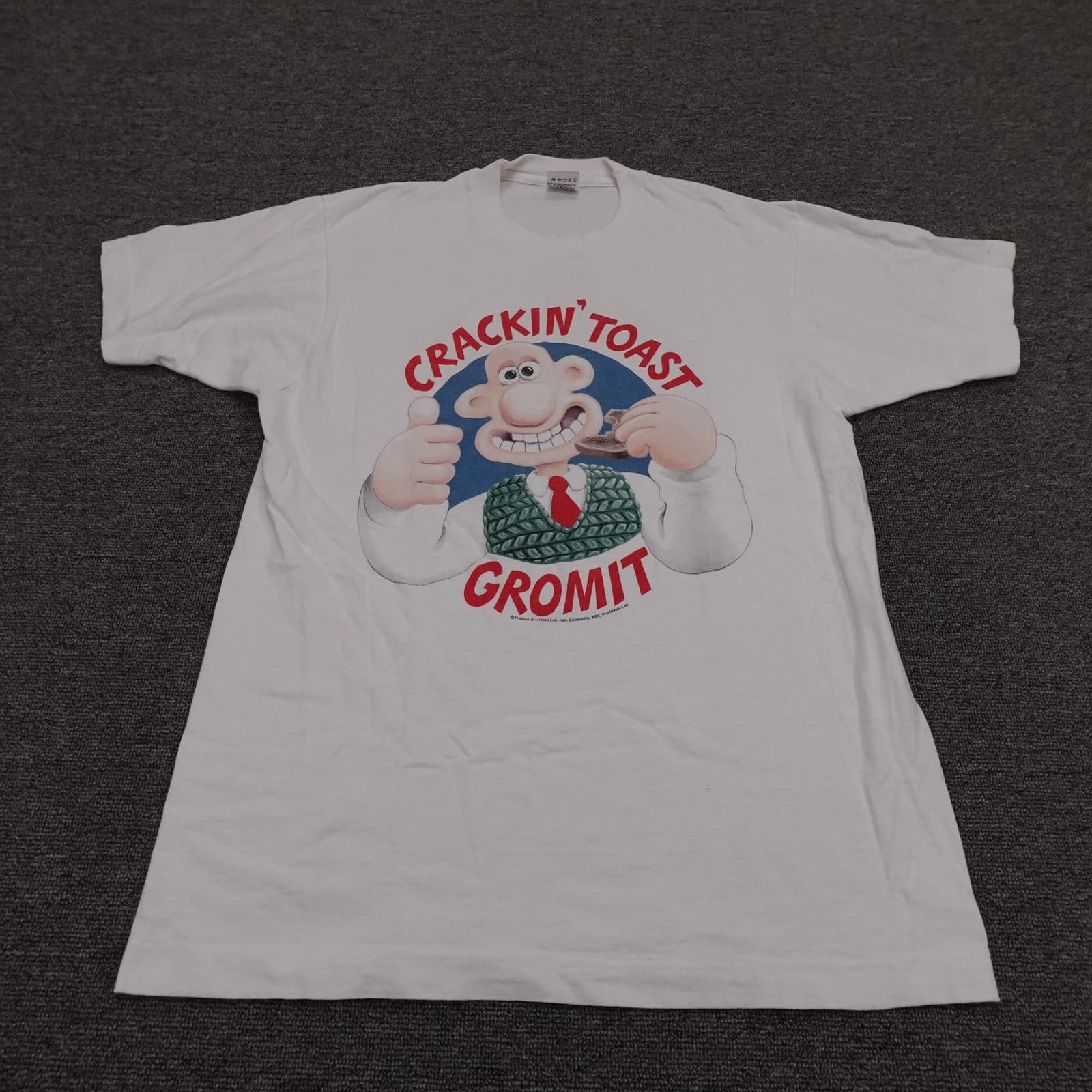 Vintage Wallace & Gromit Shirt Mens Large Crackin Toast Single Stitch Tee 80s