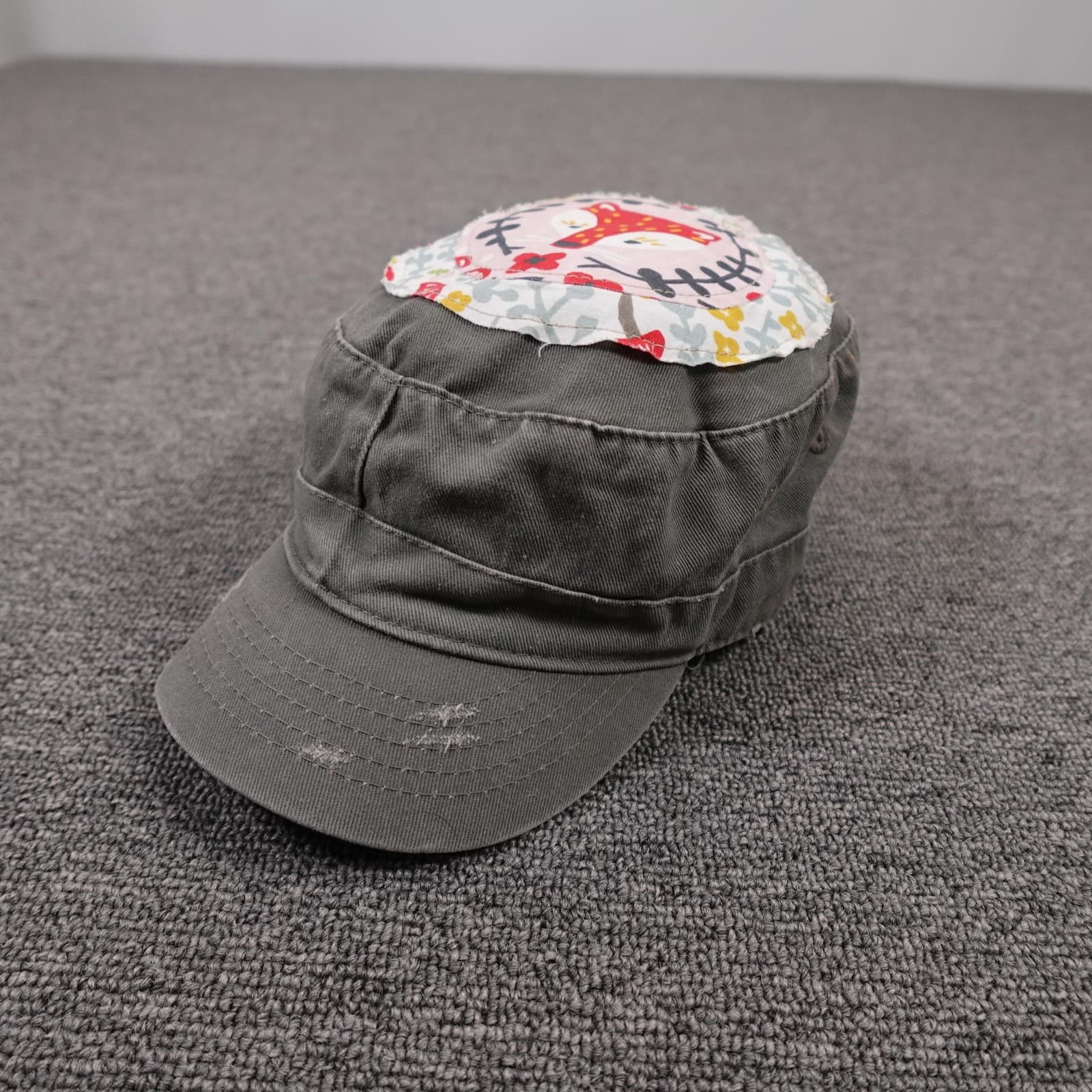 KinderCaps Hat Army Cap Strap Back Kids Adjustable Girls Gray Fox Patch