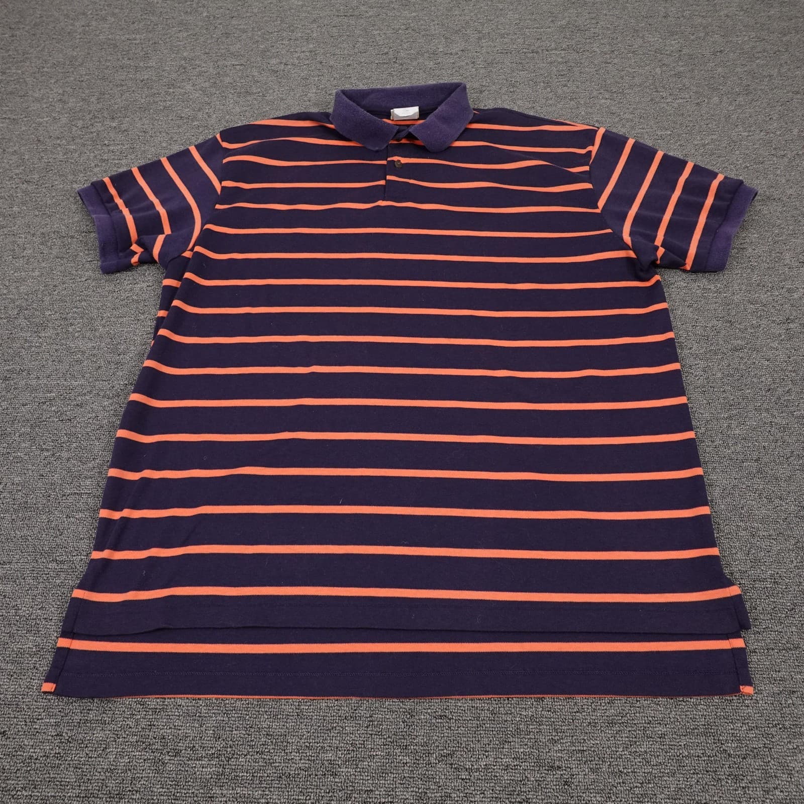 Vintage LL Bean Polo Shirt Mens XL Purple Orange Stripe Knit Cotton Blend USA