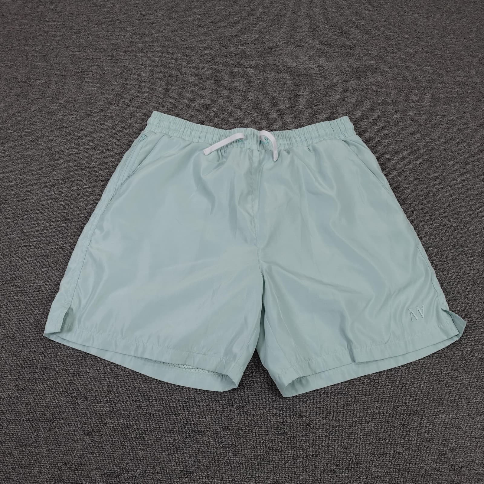Maison Article Swim Shorts Mens Large Green Solid Lined Drawstring Quick Dry