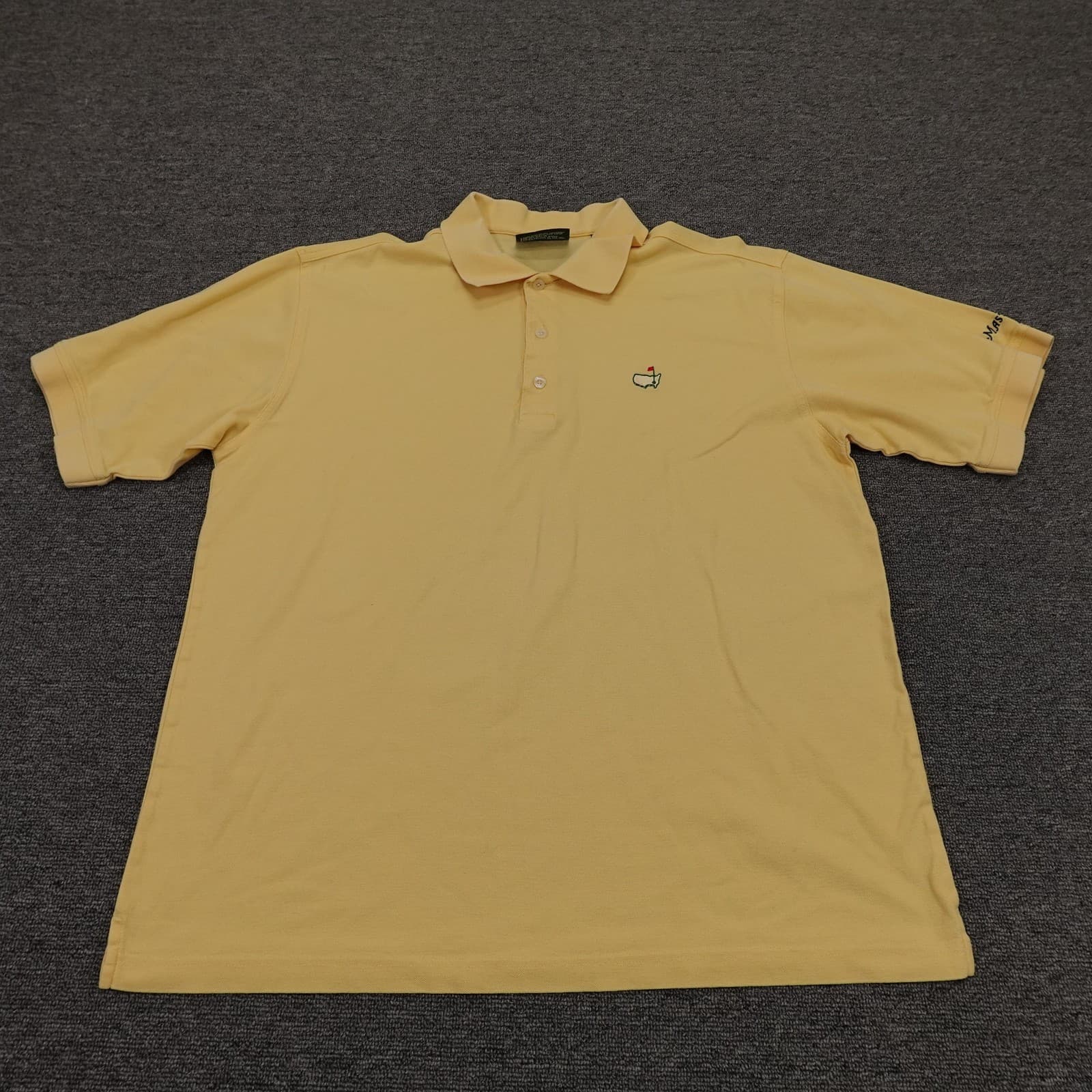 Vintage Masters Collection Polo Shirt Mens Large Yellow Pima Cotton Golf 90s