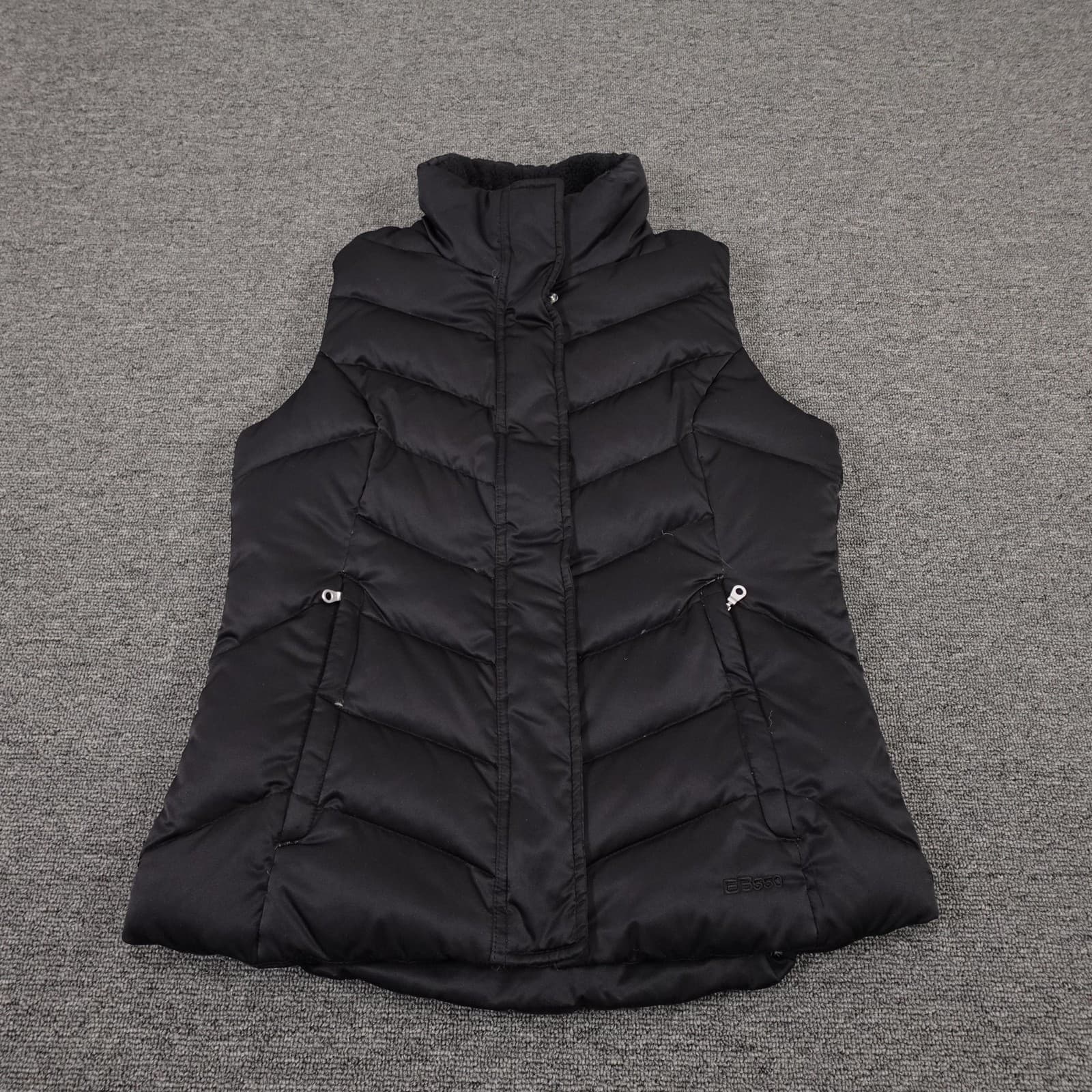 Eddie Bauer Vest Womens XS Black Down Puffer Full Zip Lightweight Outdoor Warm