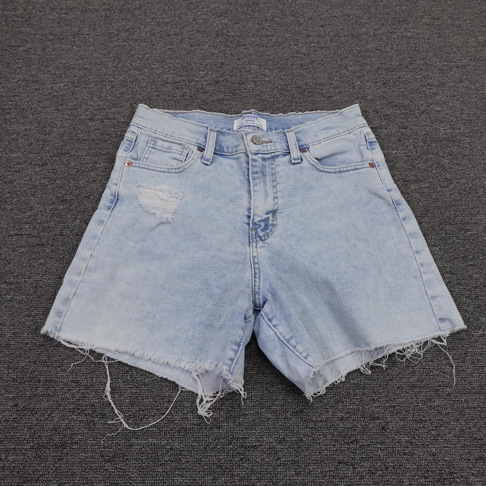 Denizen From Levi's Shorts Womens 2 26 Blue Vintage High Rise Cutoff Raw Hem
