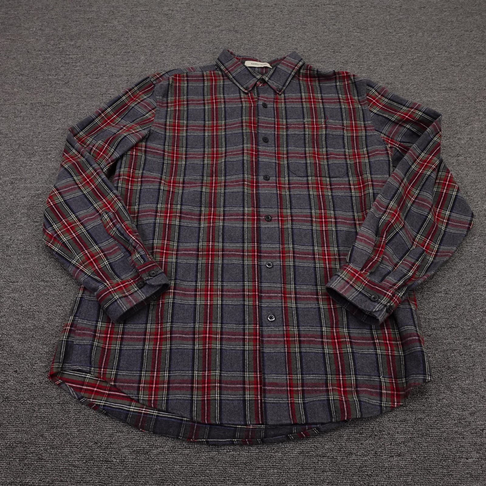 L.L.Bean Shirt Mens Large Gray Plaid Flannel Long Sleeve Button Up Casual