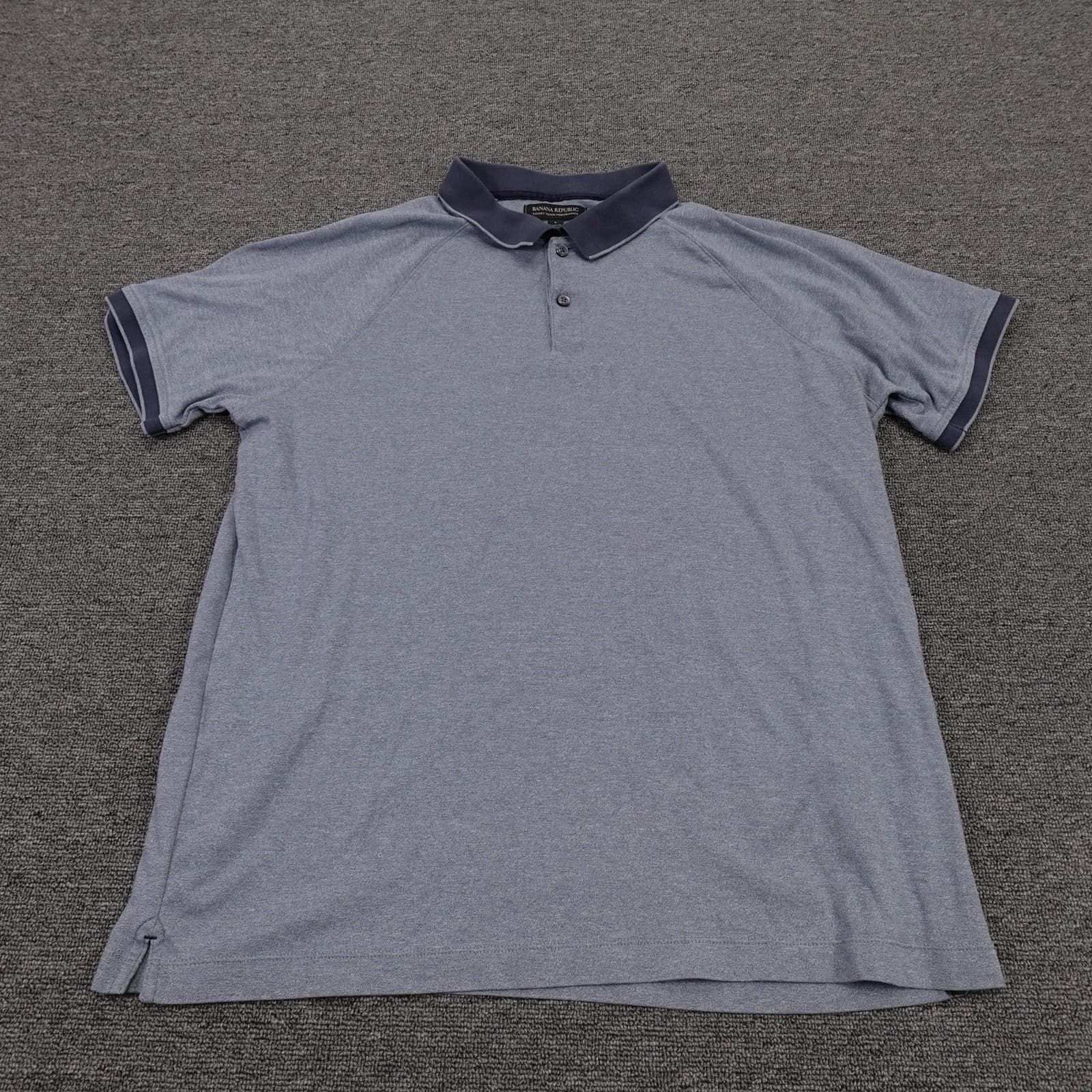 Banana Republic Polo Shirt Mens Large Blue Luxury Touch Performance Cotton
