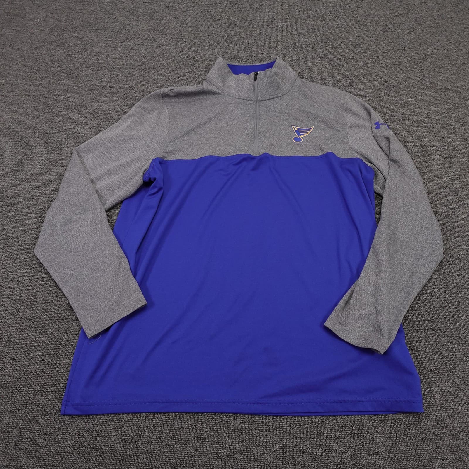 St Louis Blues Shirt Mens Large Blue NHL Hockey Under Armour 1/4 Zip Pullover