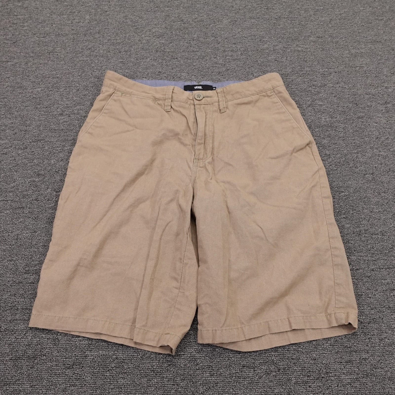 Vans Shorts Mens 30 Beige Chino Canvas 11 Inseam Skate Casual Summer Streetwear