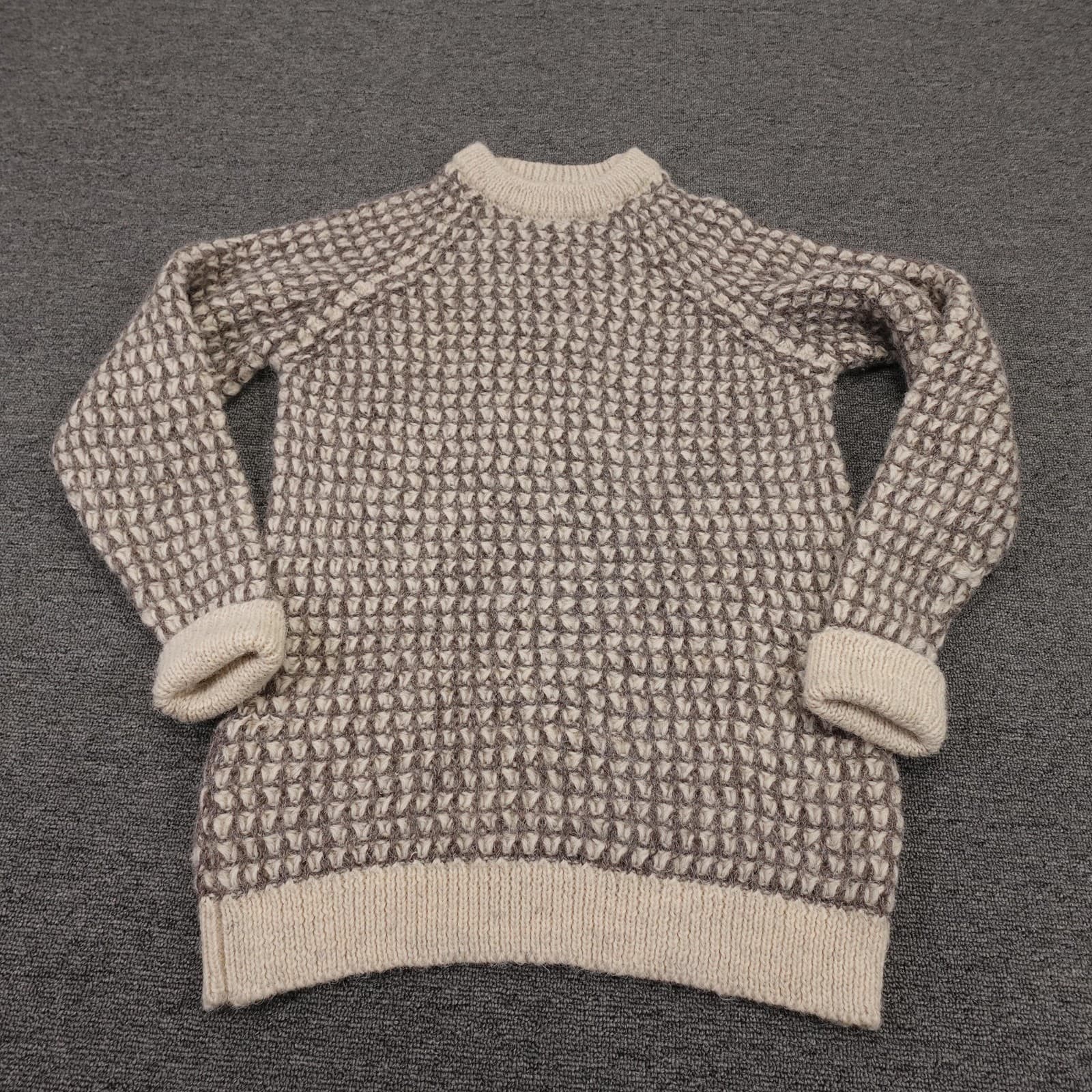 Vintage Thomas Hardie Sweater Mens Small Gray Waffle Wool Crewneck Heavy UK