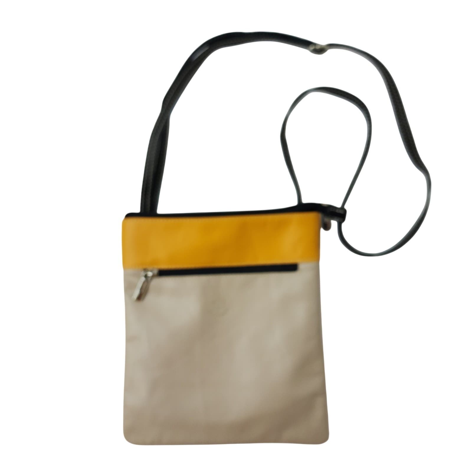 Firenze Acqua di Perla Italy Leather Colorblock Crossbody Bag Yellow Blue Beige