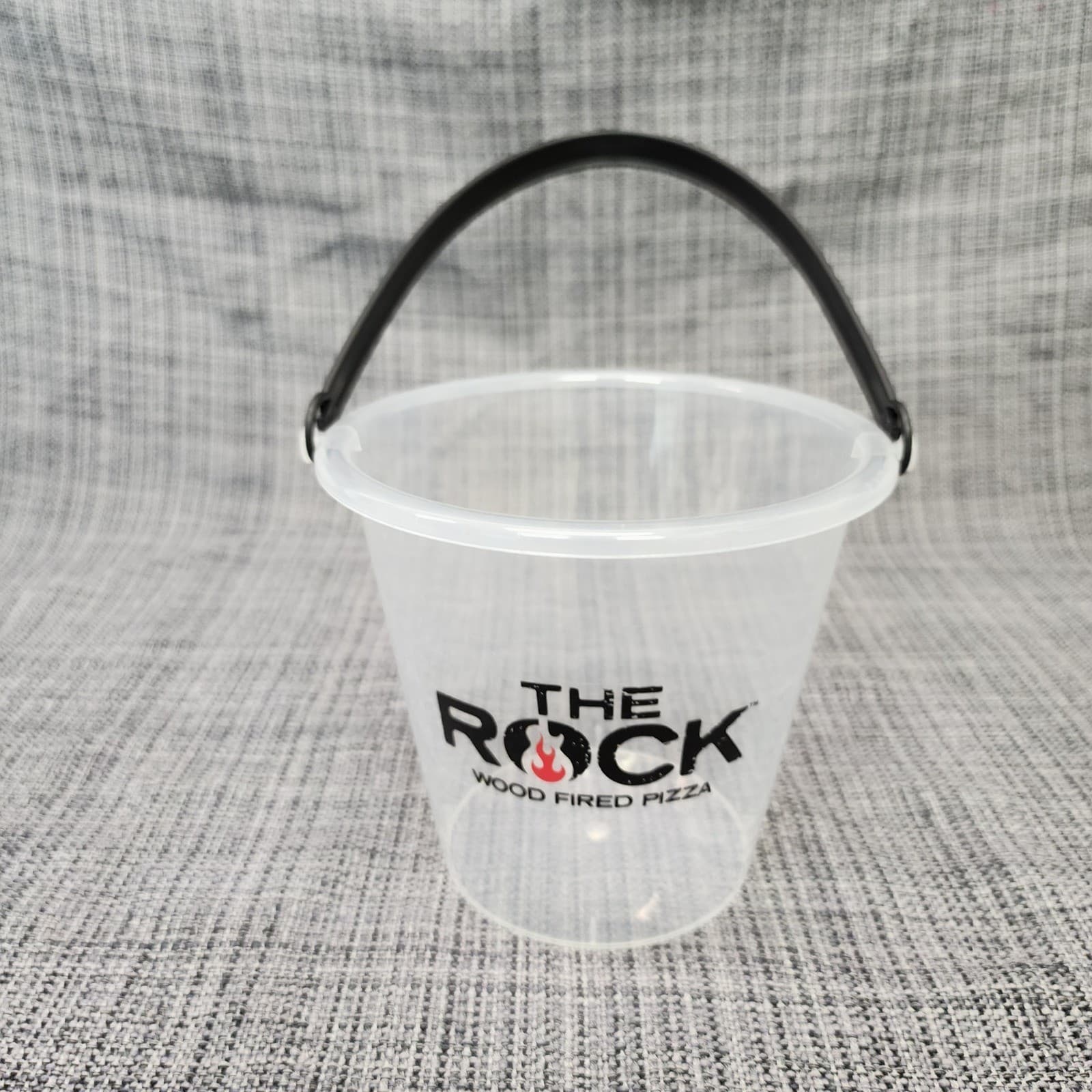 The Rock Wood Fired Pizza Souvenir Drink Buckets Set of 2 Clear Plastic Black