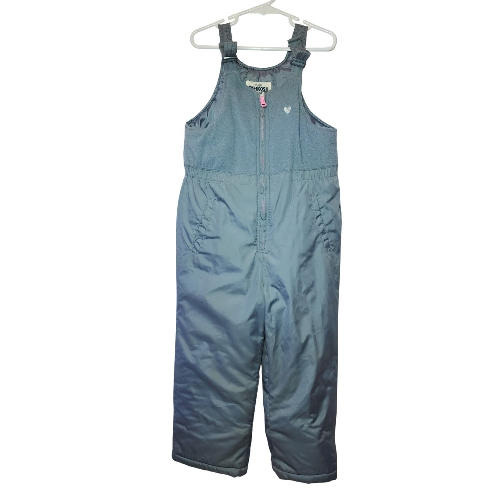 OshKosh Bgosh Girls Gray Fleece Lined Insulated Snow Bib Overalls Size 6X