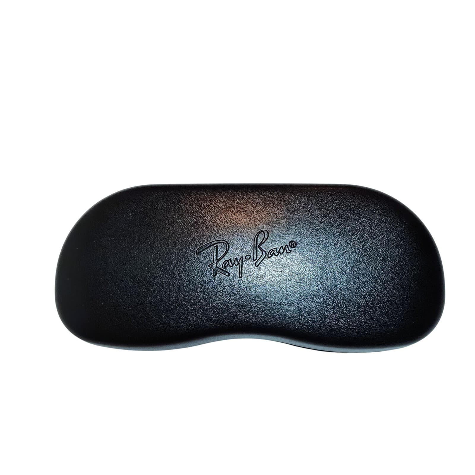 Ray-Ban Black Hard Clamshell Eyeglass Case Textured Faux Leather Grey Lining