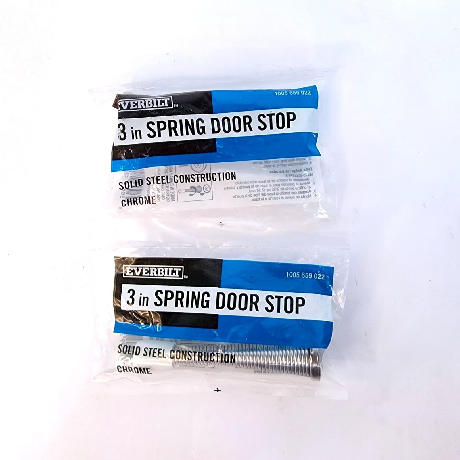 Everbilt 3 in Spring Door Stop Solid Steel Chrome 2 Pack 1005 659 022