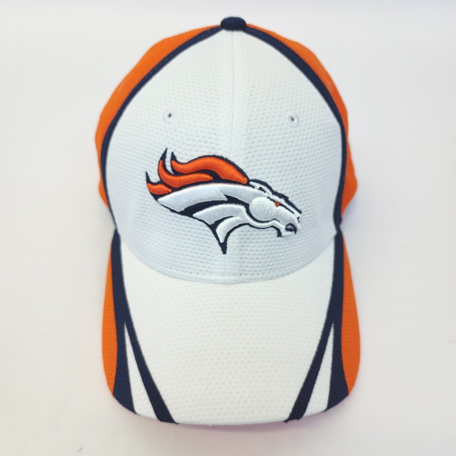 New Era Denver Broncos NFL 39THIRTY Stretch Fit Hat Orange White Small Medium