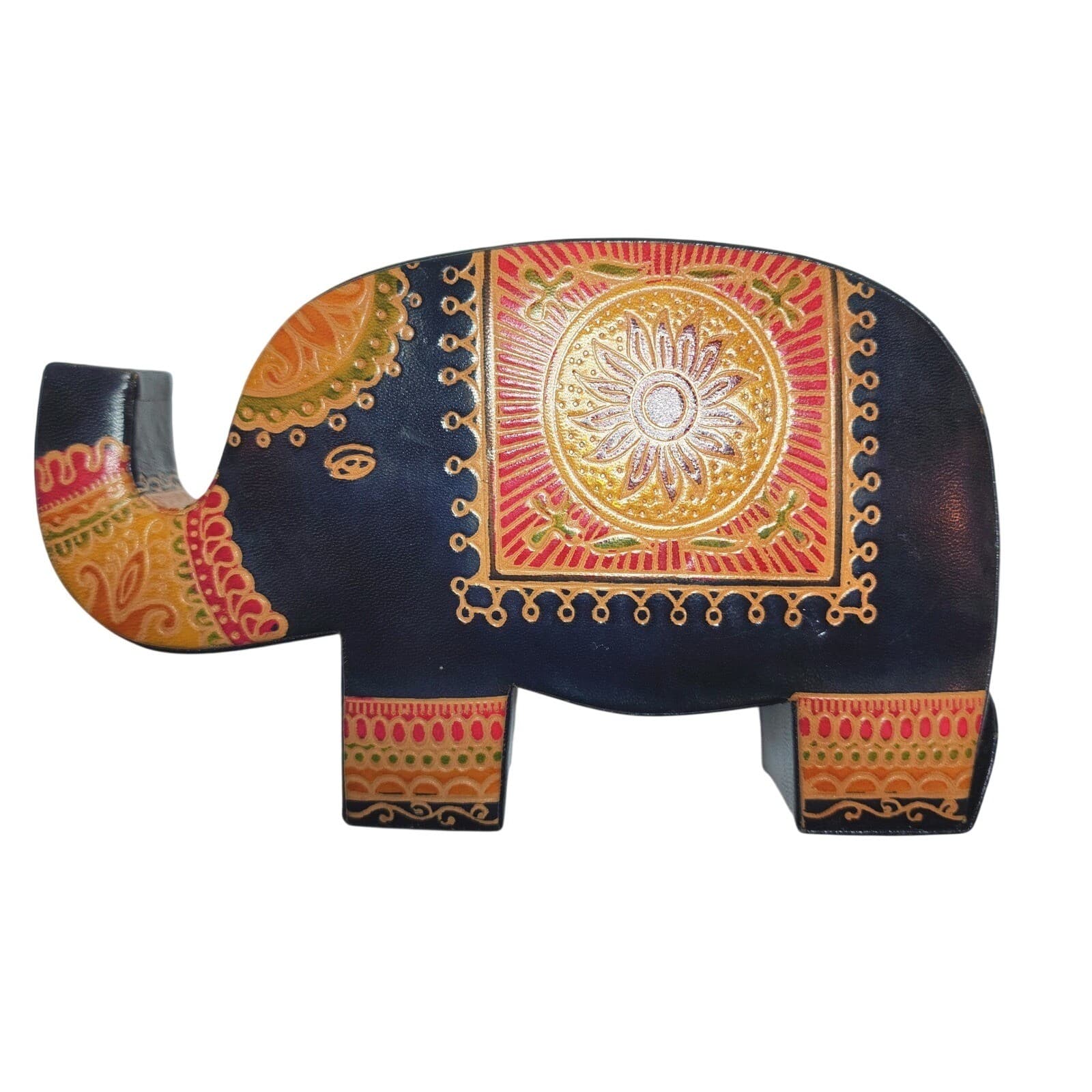 Tribal Leather Elephant Coin Piggy Bank Indian Vintage 5.5" long X 3.5 tall