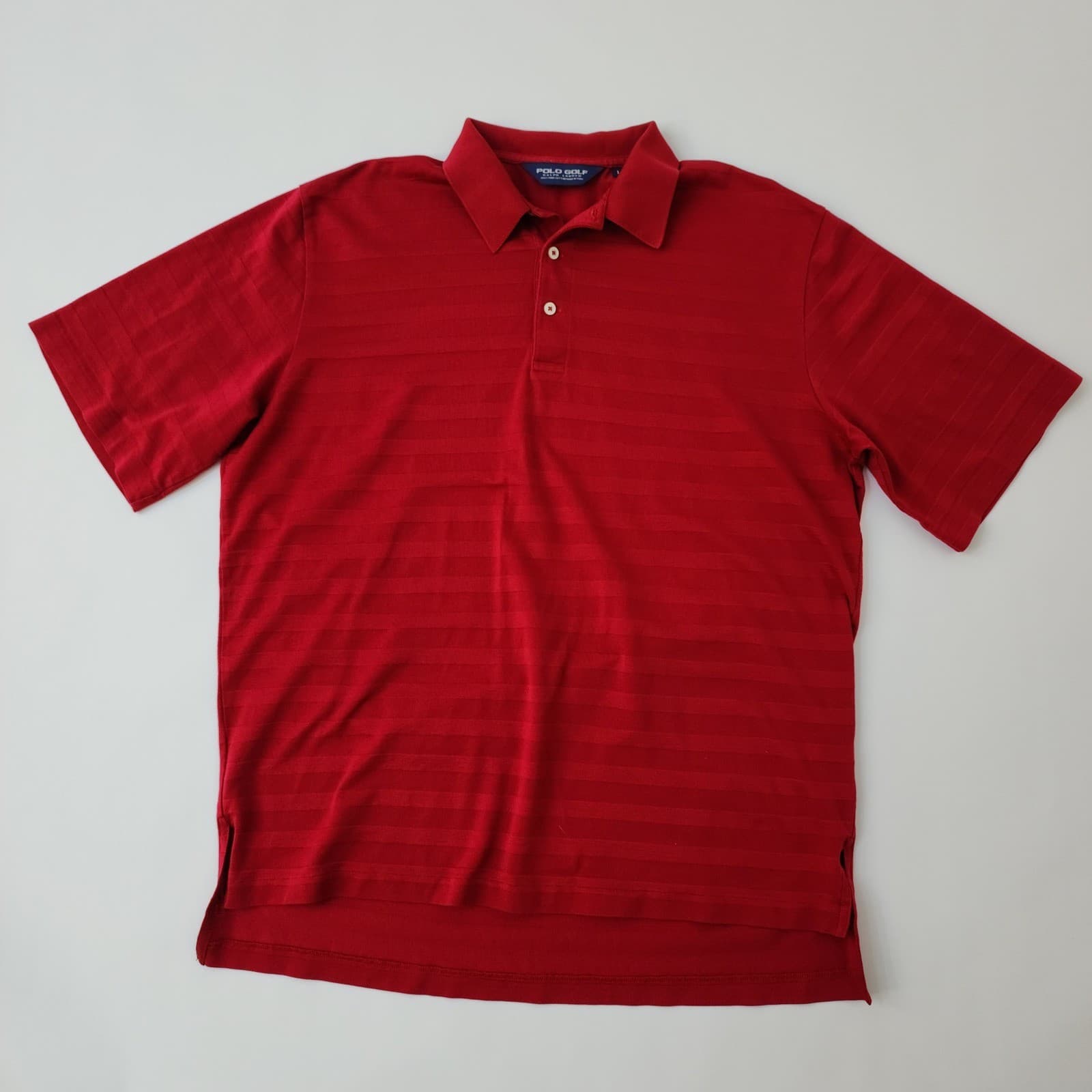 Polo Golf Ralph Lauren Red Striped Pima Cotton Polo Shirt Mens Large Short Sleev