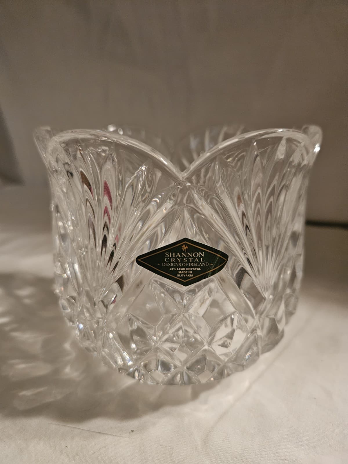 Shannon Lead Crystal Pineapple patterned Candy dish bowl candle holder vase EUC