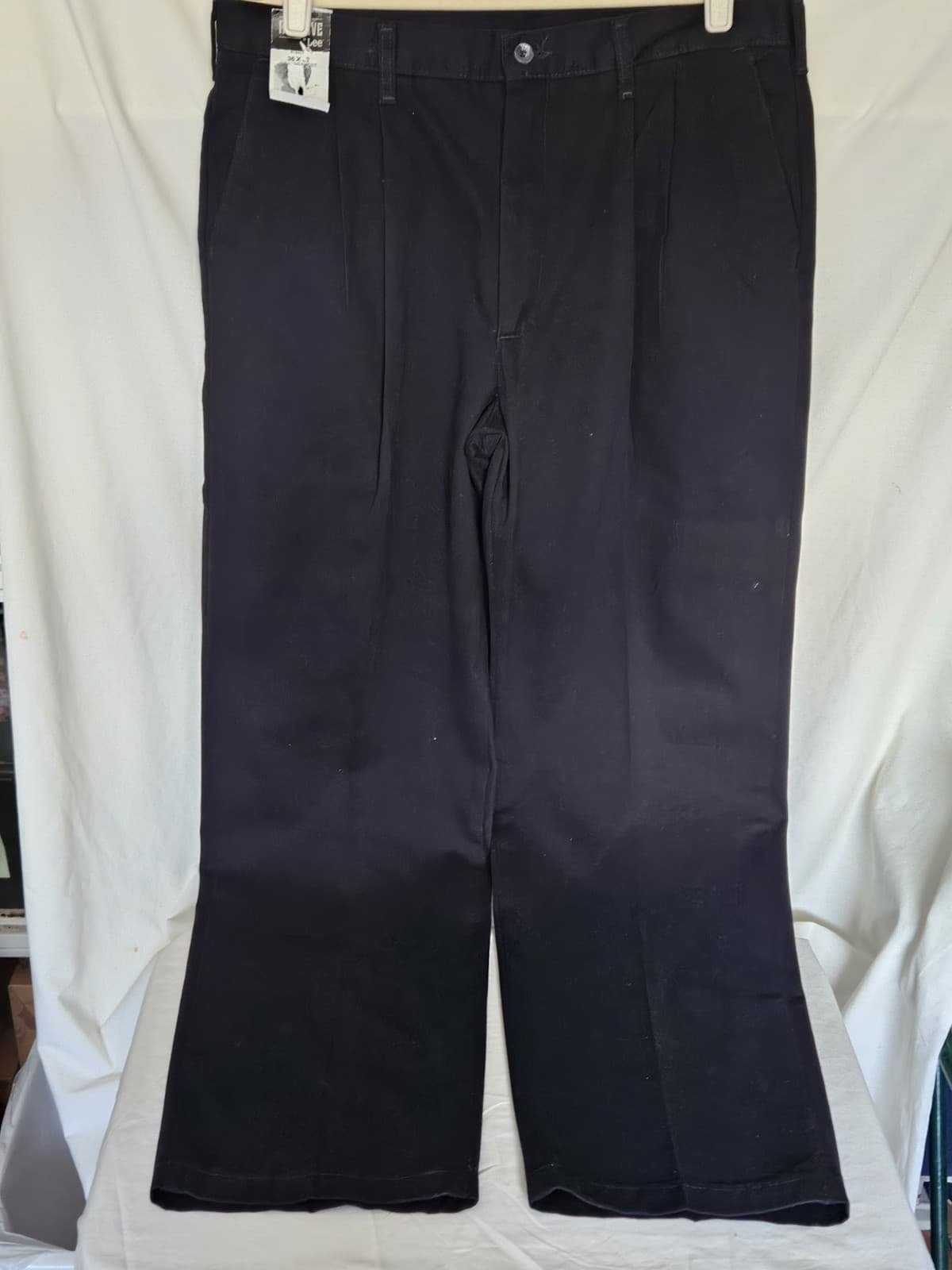 Reserve by LEE 36x32 Black Relaxed Fit Pleated Soft Business Trousers Pants