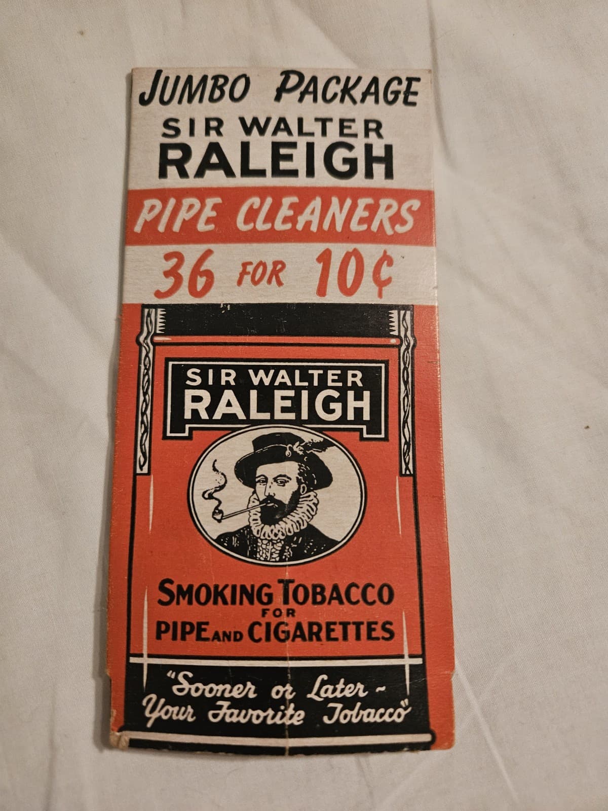 Vintage Jumbo Package Sir Walter Raleigh Pipe Cleaners 36 for 10 Cents - has 8