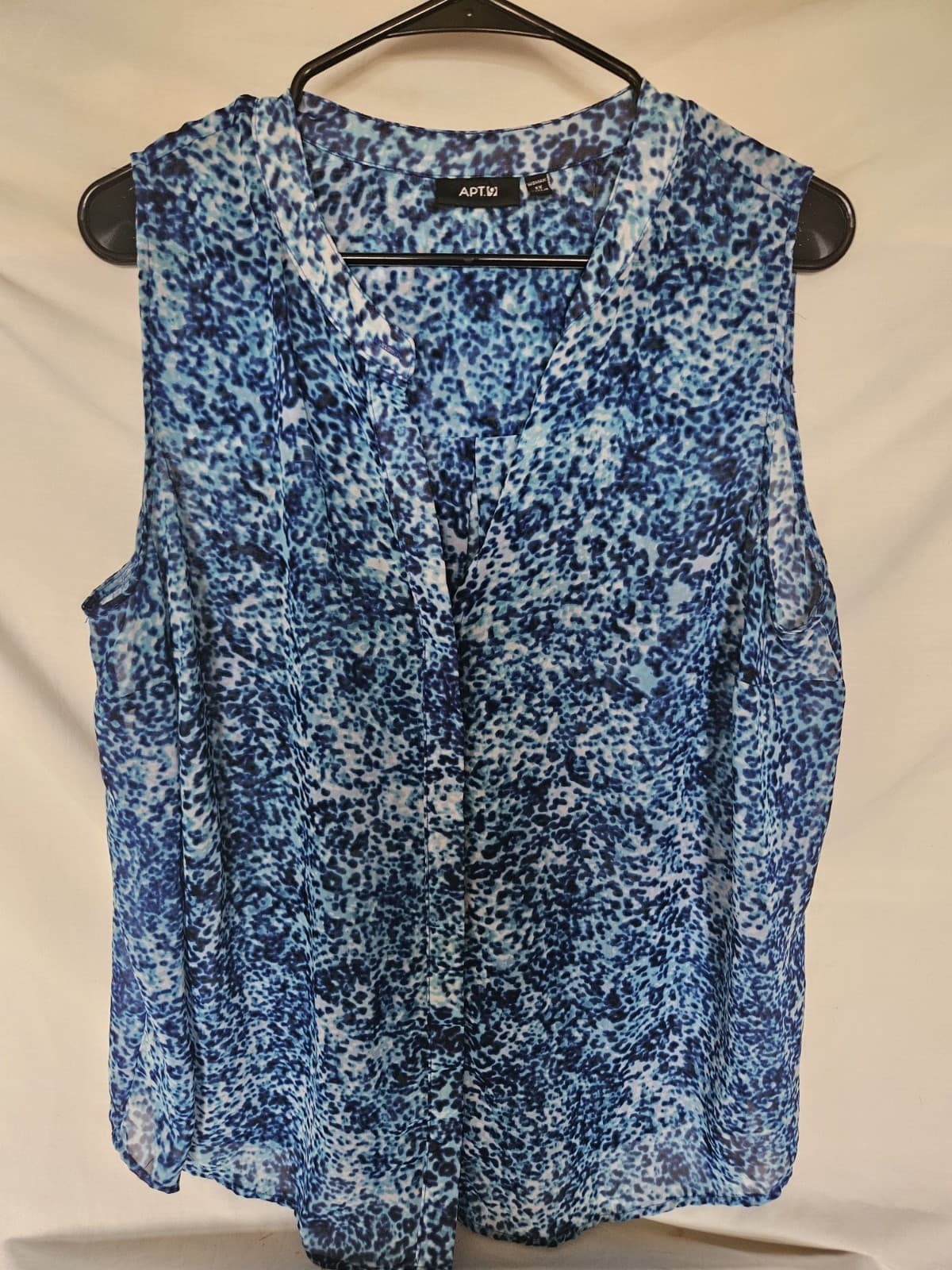 APT. 9 Womens 1X Sheer Blue Abstract Tunic Cover Up Blouse Top sleeveless
