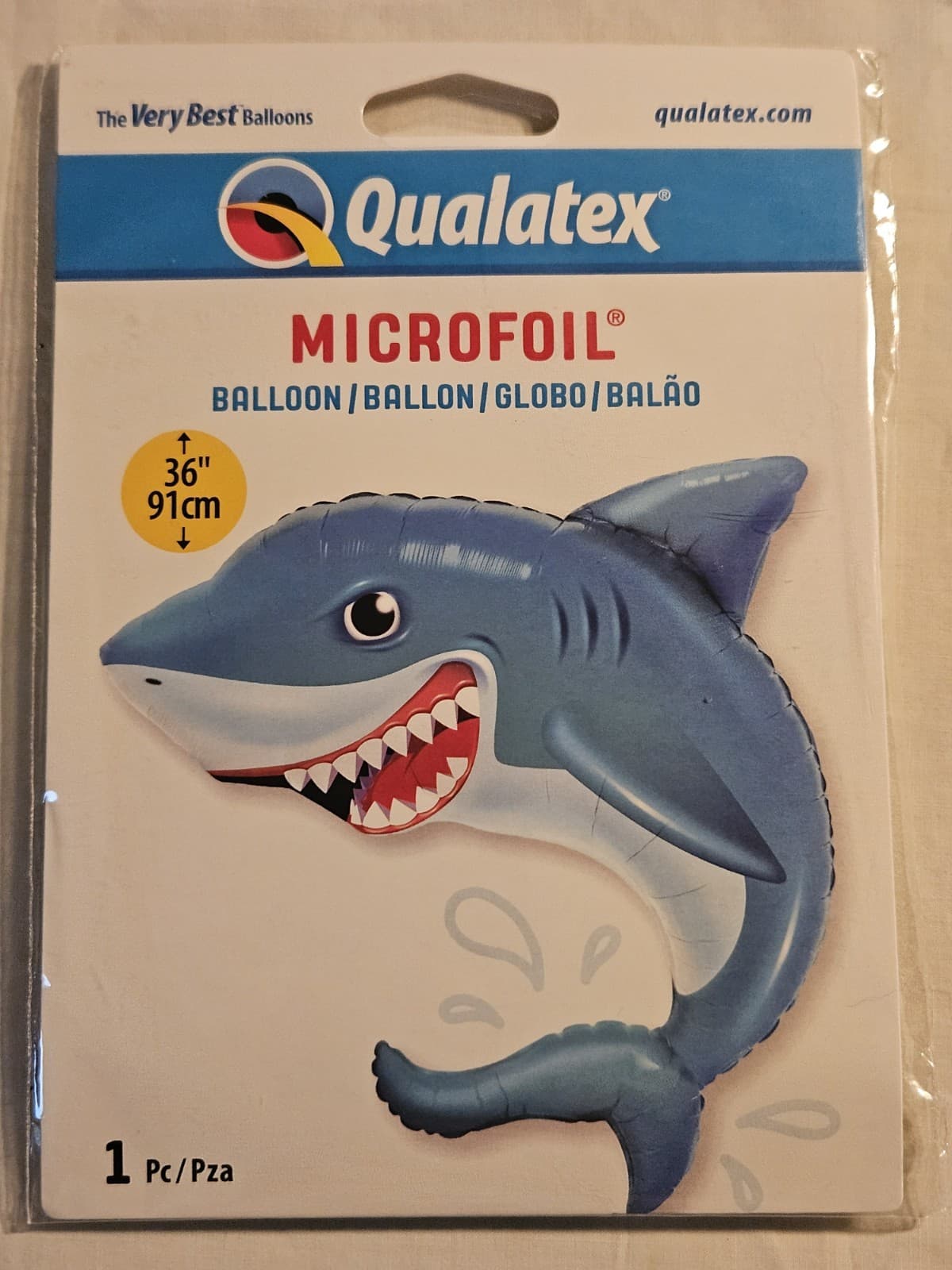 NEW Qualatex 36" Microfoil Mylar Blue SHARK Shaped Balloon