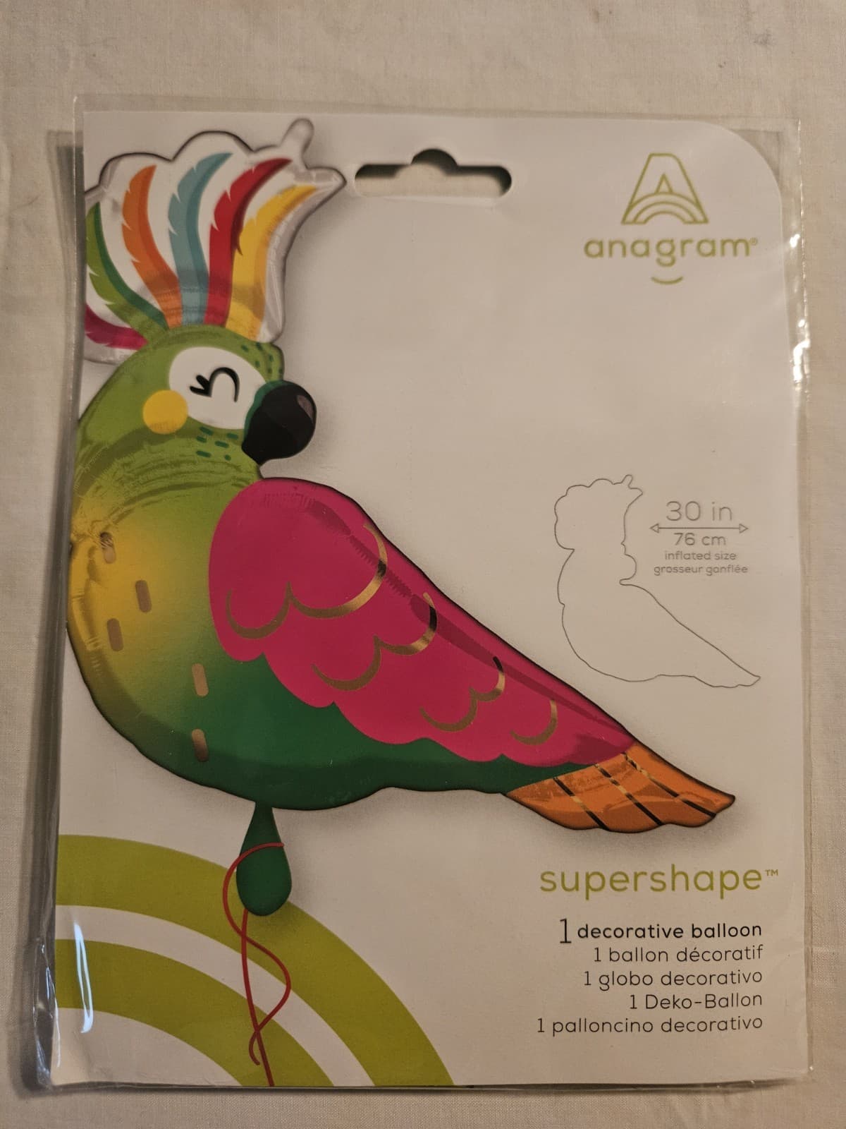 NEW Anagram Tropical 30" Microfoil Mylar PARROT Shaped Balloon