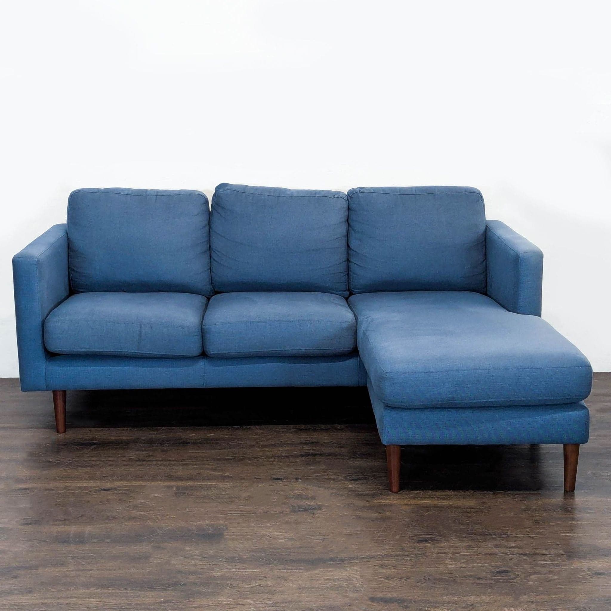 Rivet Revolve Blue Sectional Sofa with Right Chaise - Modern Design