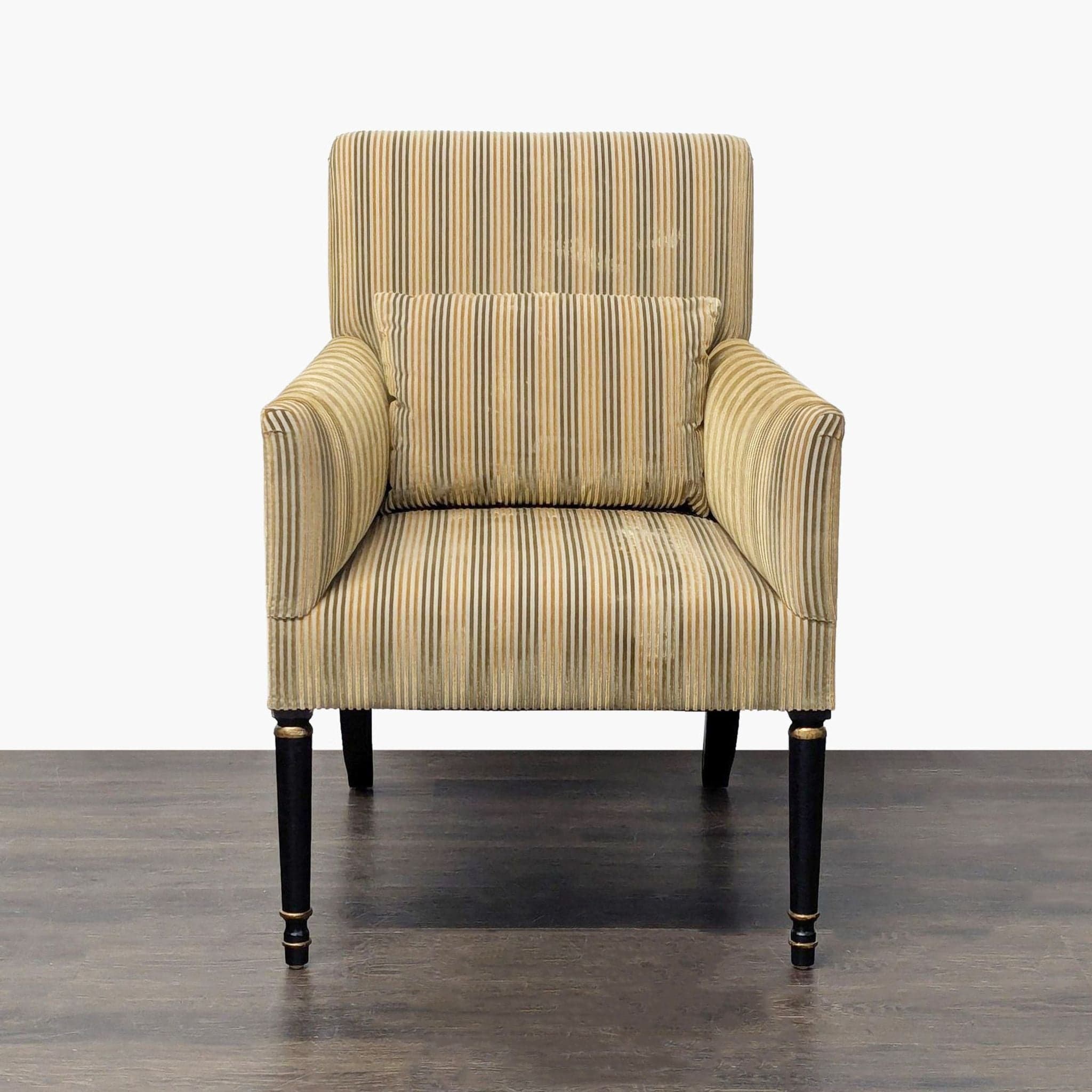 Dessin Fournir Striped Upholstered High-Back Armchair